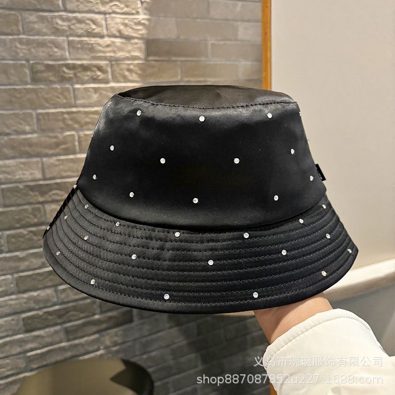 Satin-Look Rhinestone Bucket Hat, view 7