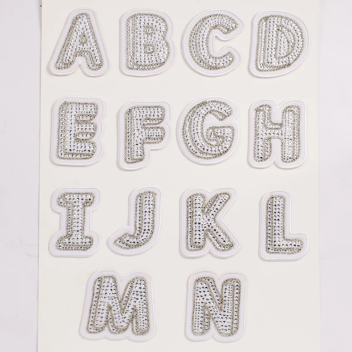 White Embroidered Initials with Crystal Edges, view 2