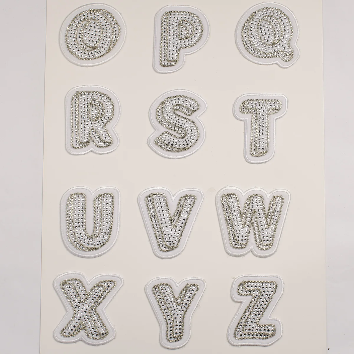 White Embroidered Initials with Crystal Edges, view 3