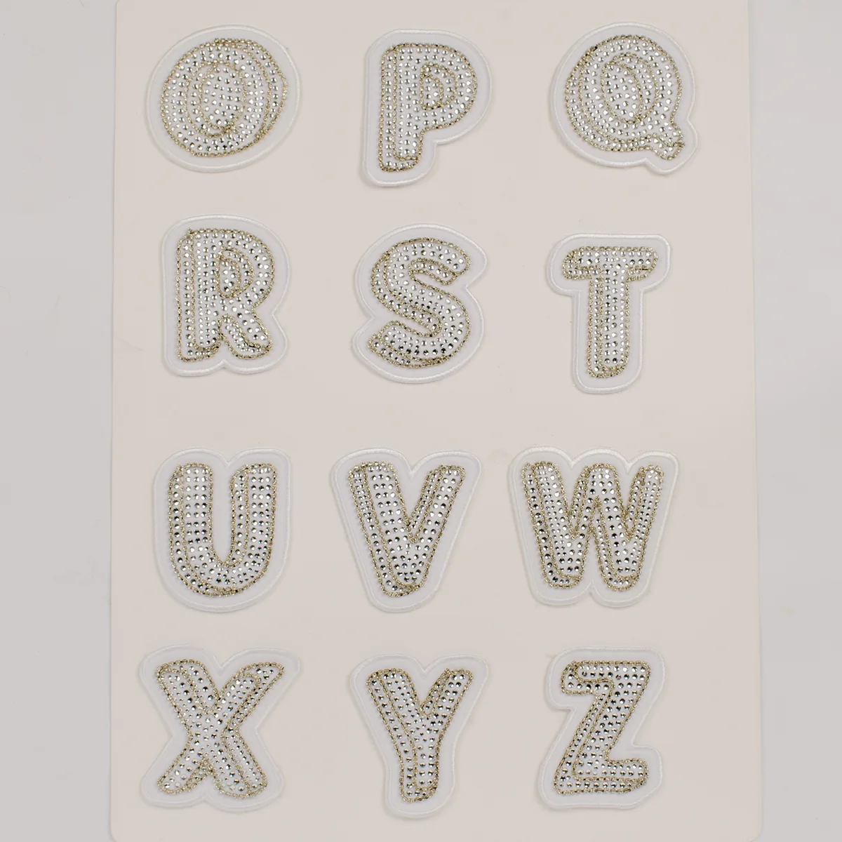 White Embroidered Initials with Crystal Edges, view 4