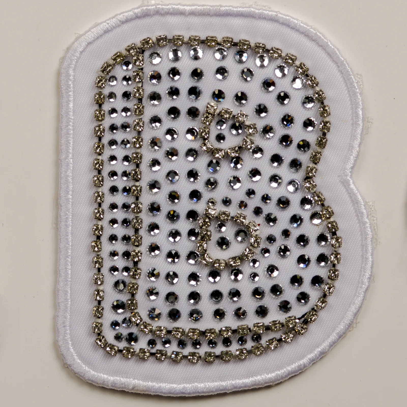 White Embroidered Initials with Crystal Edges, view 6
