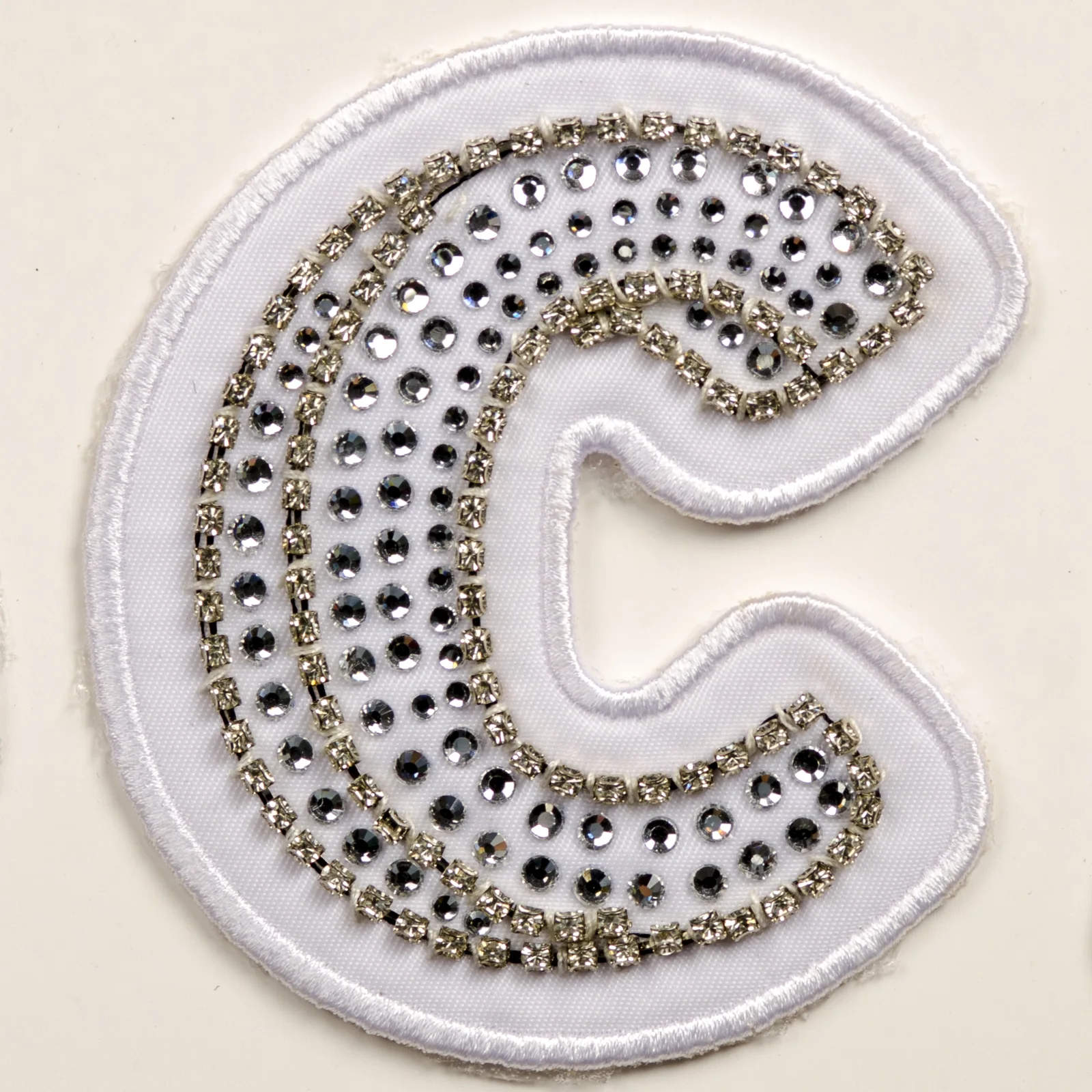 White Embroidered Initials with Crystal Edges, view 7