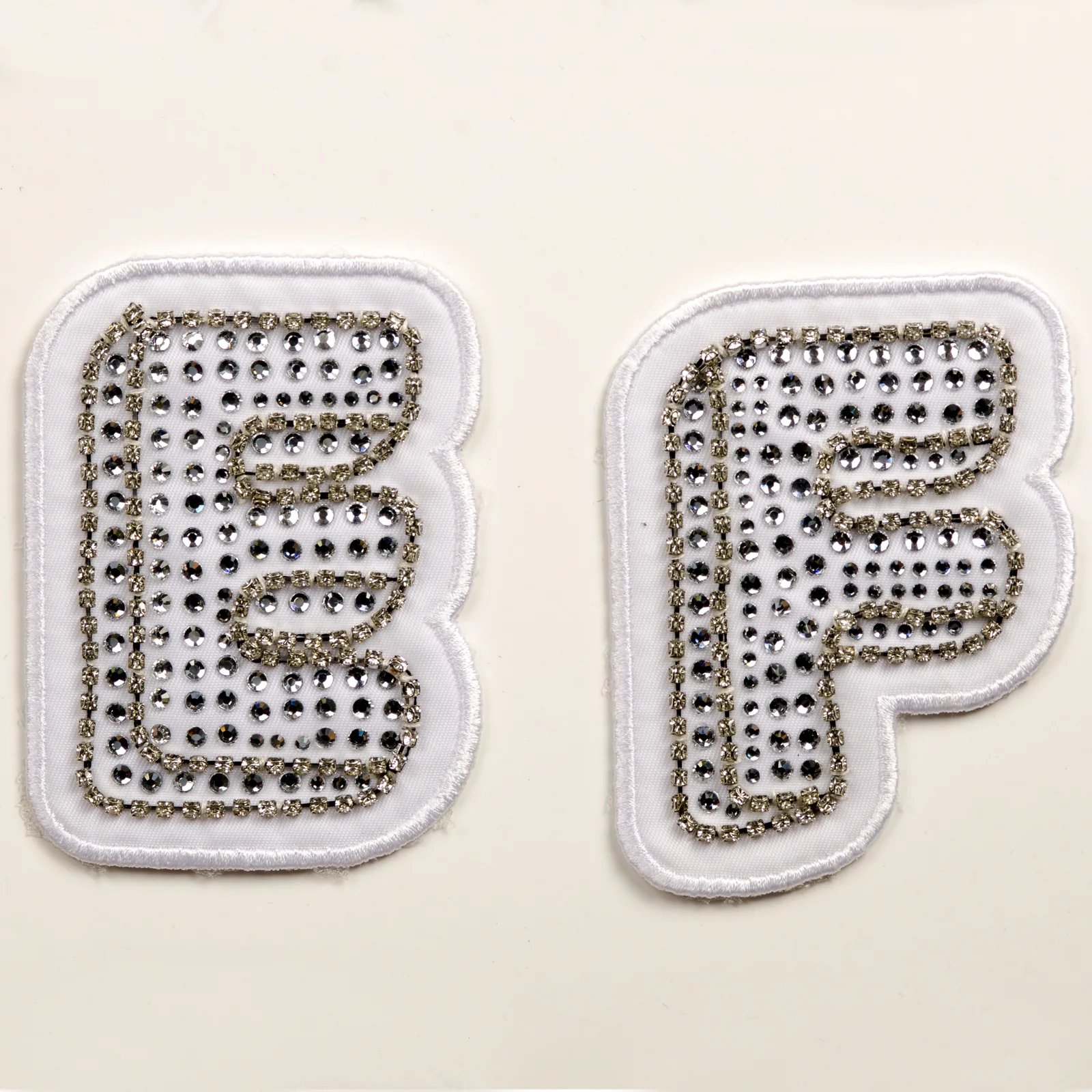 White Embroidered Initials with Crystal Edges, view 9