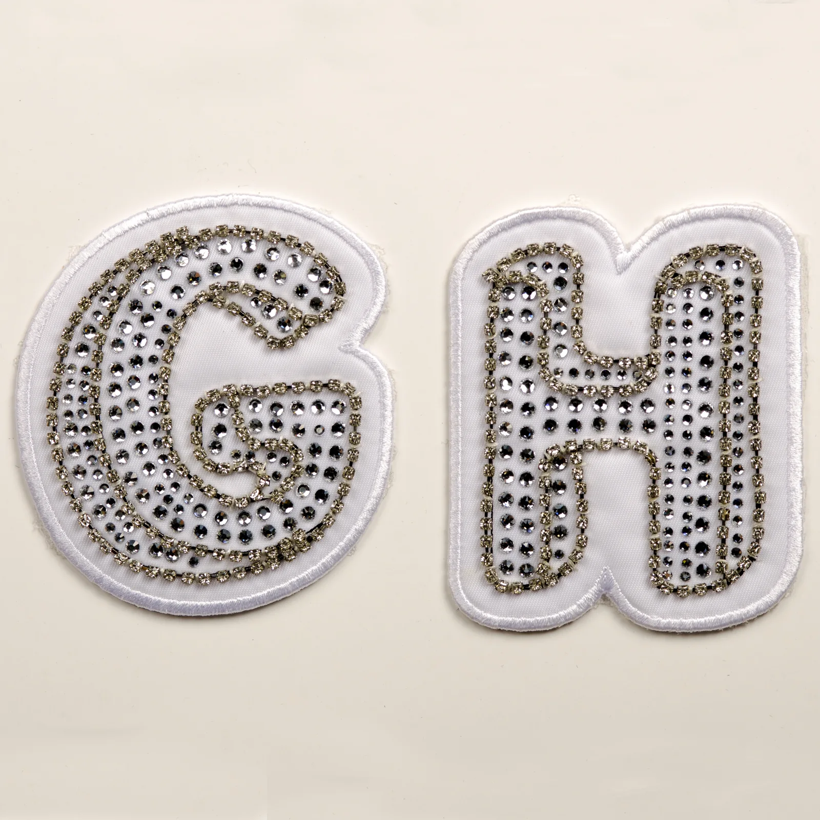 White Embroidered Initials with Crystal Edges, view 10