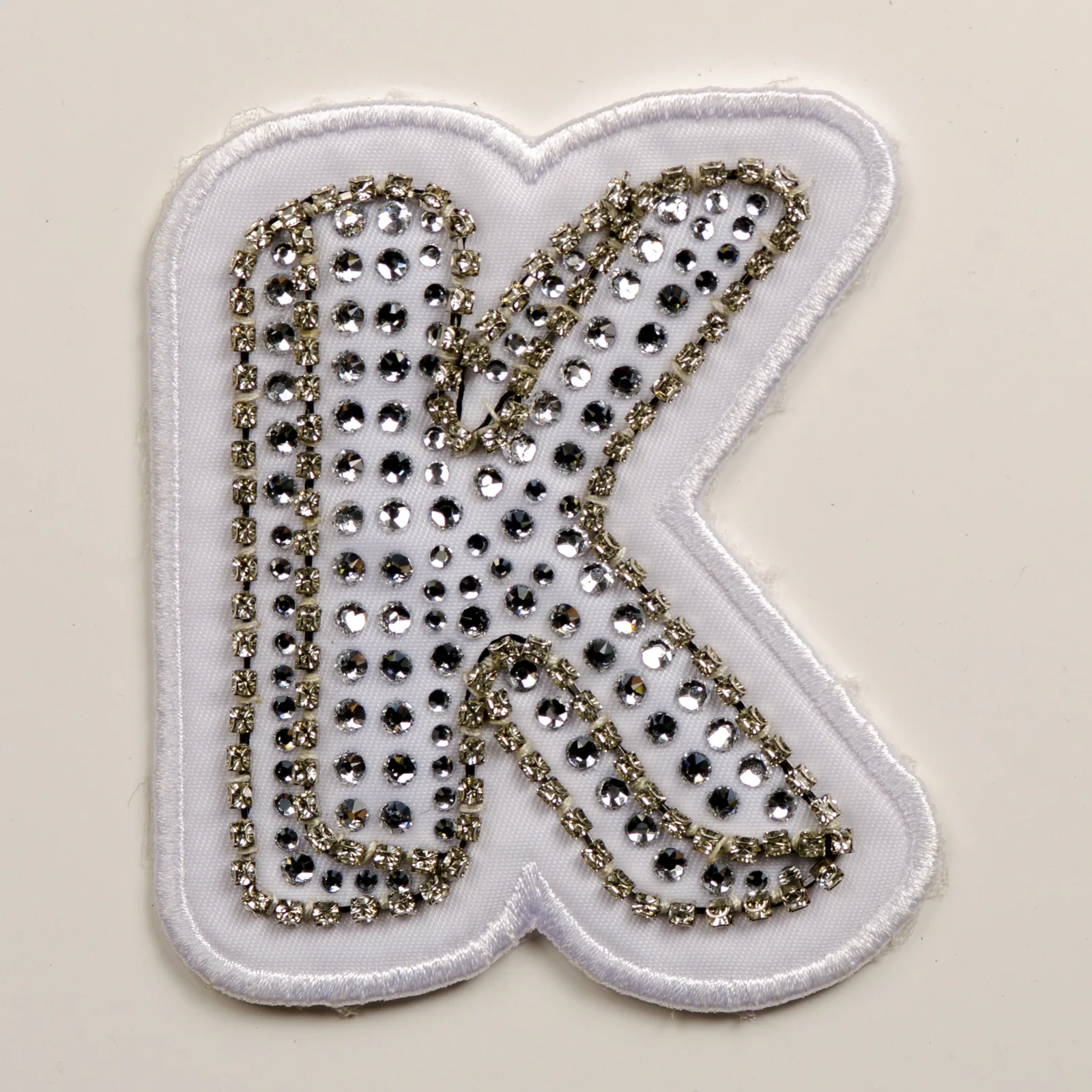 White Embroidered Initials with Crystal Edges, view 12