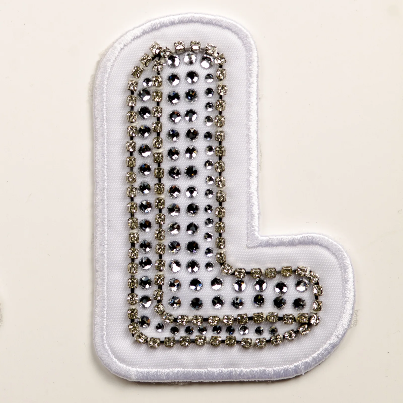 White Embroidered Initials with Crystal Edges, view 13