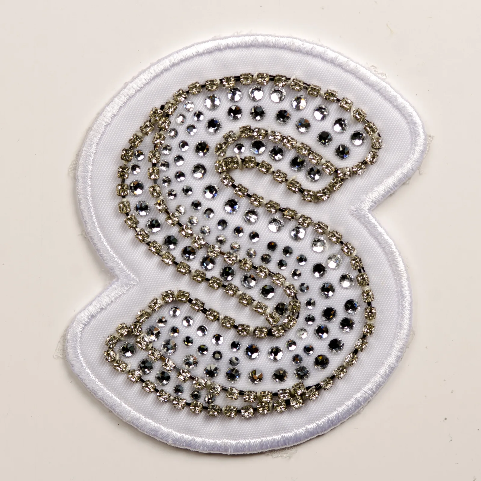 White Embroidered Initials with Crystal Edges, view 19