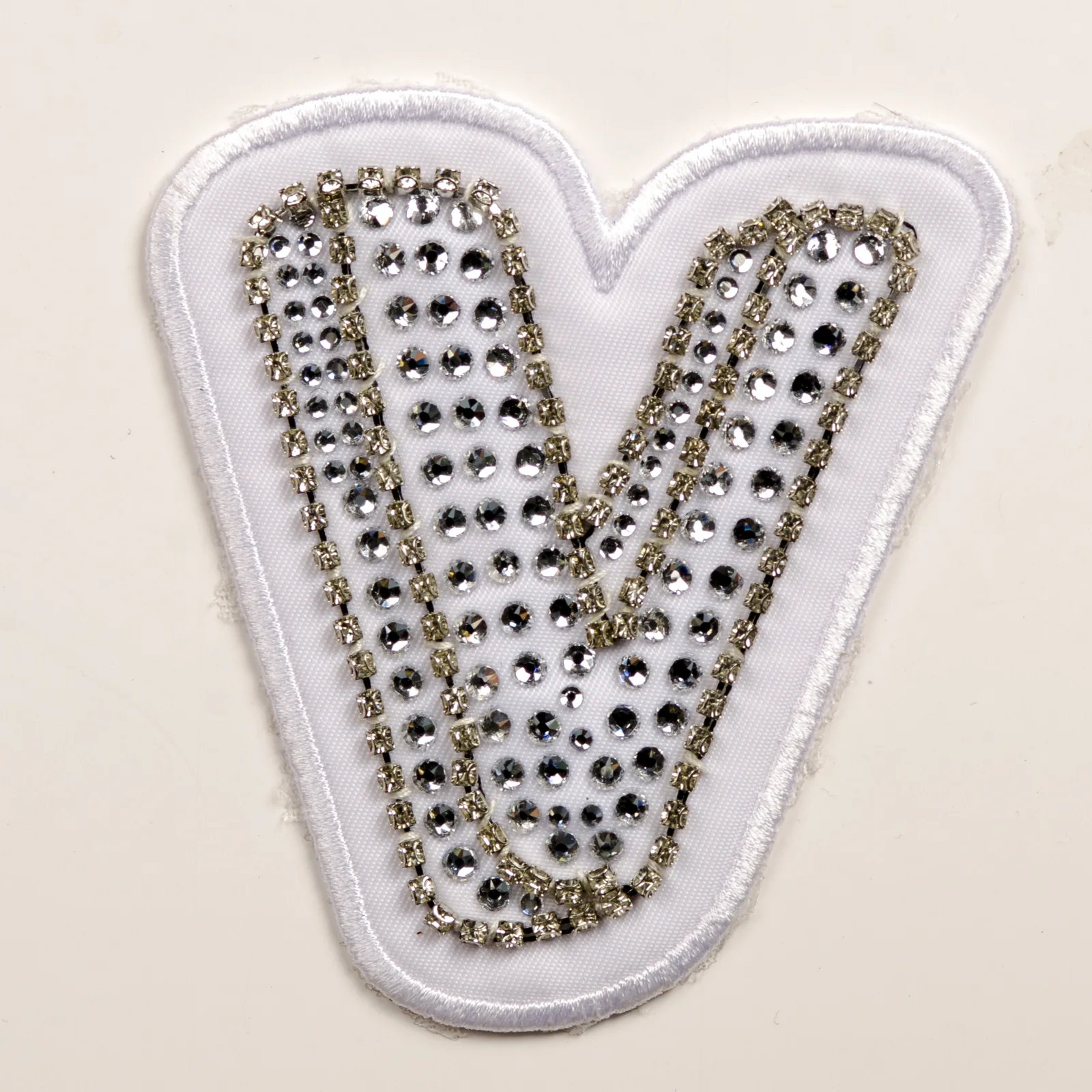 White Embroidered Initials with Crystal Edges, view 22
