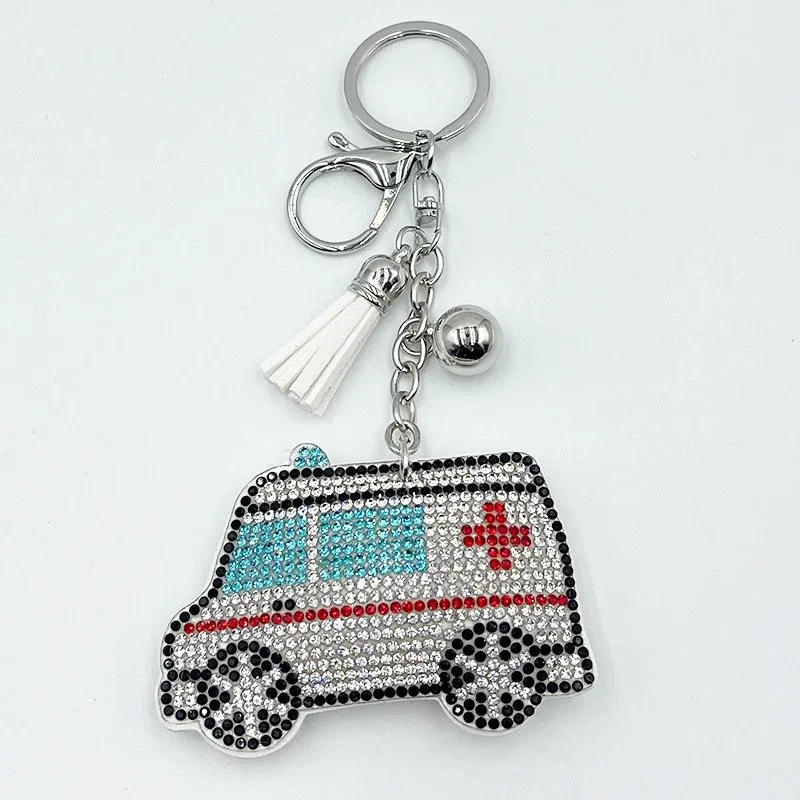 Crystal Ambulance Vehicle Bag Charm, view 3