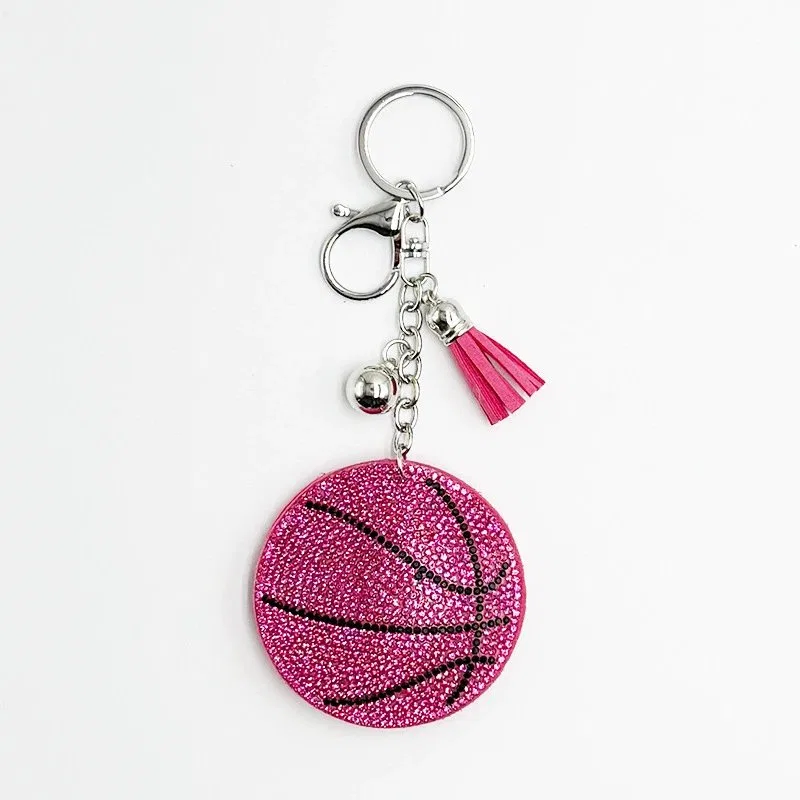 Pink or Orange Crystal Basketball Charm, view 2