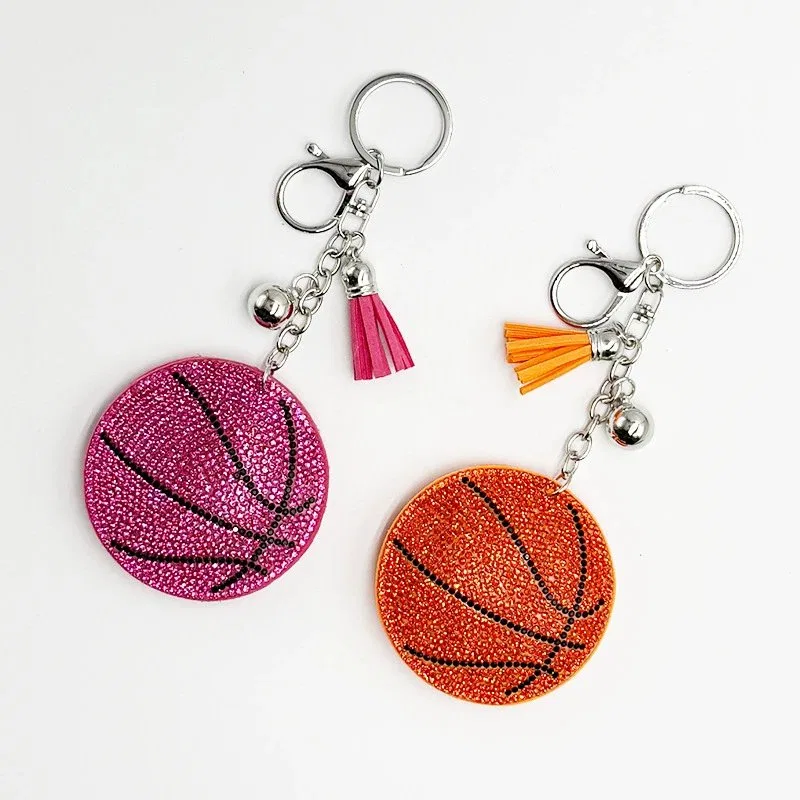 Pink or Orange Crystal Basketball Charm, view 3