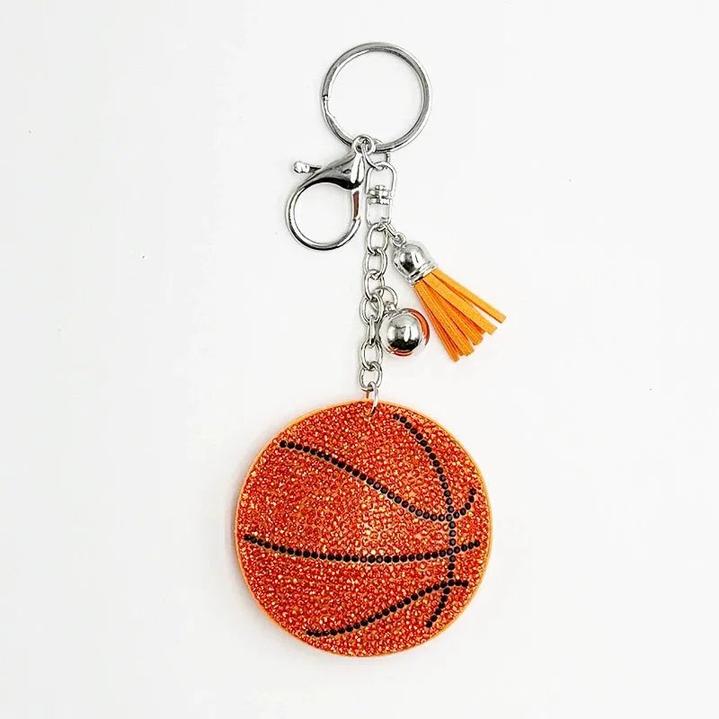 Pink or Orange Crystal Basketball Charm, view 4