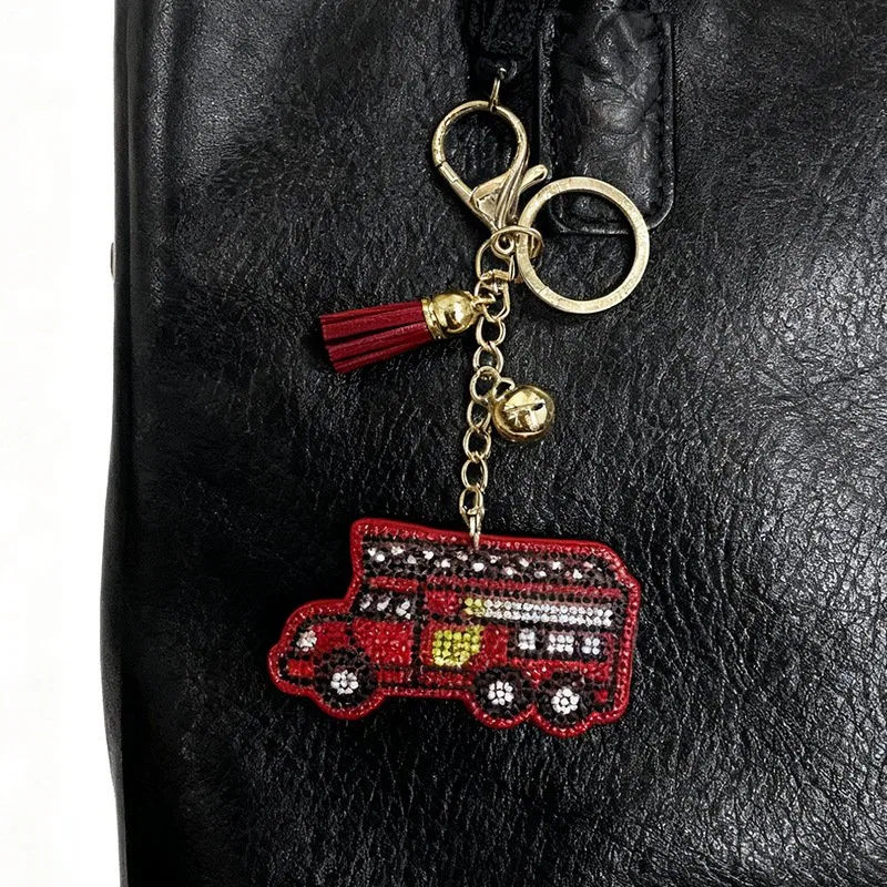 Red Crystal Fire-Truck Bag Charm, view 2
