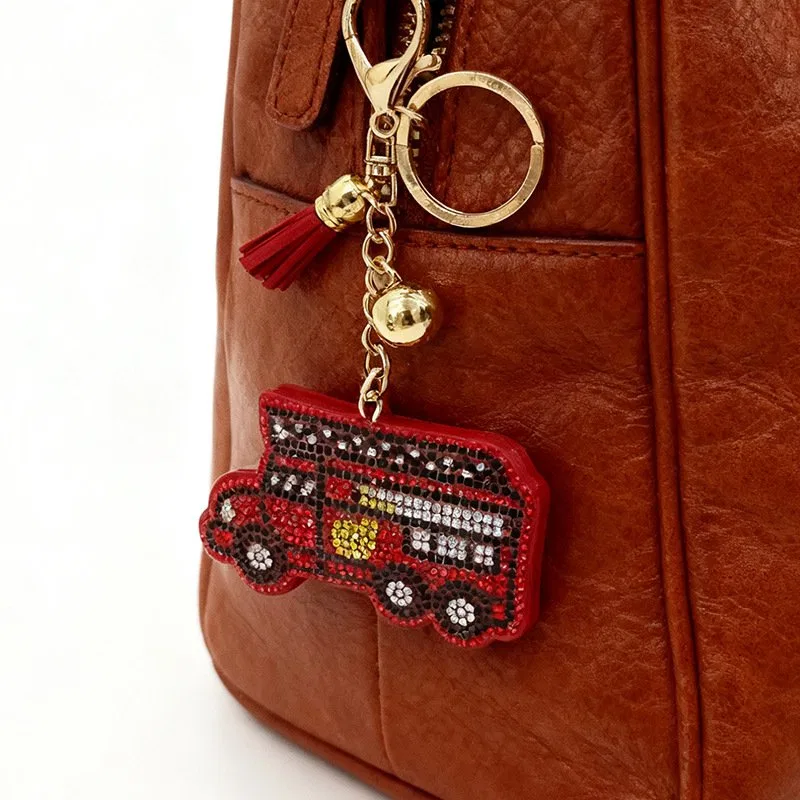 Red Crystal Fire-Truck Bag Charm, view 5