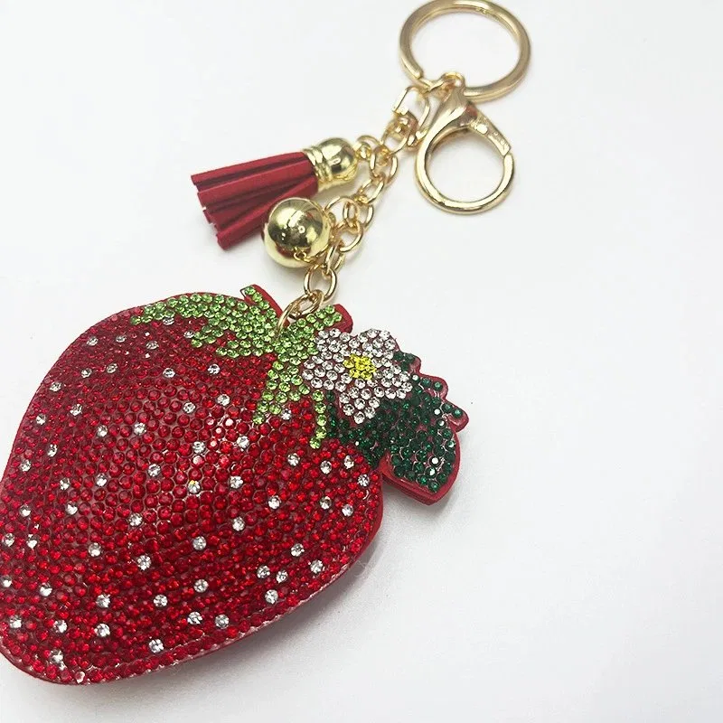 Red Strawberry with White Blossom Bag Charm, view 2