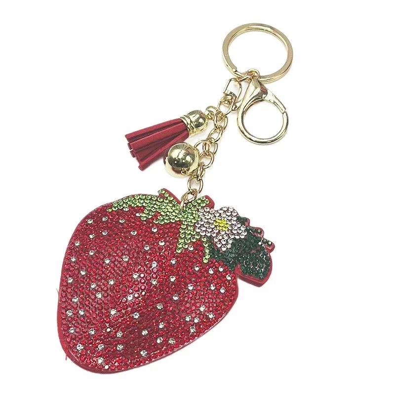 Red Strawberry with White Blossom Bag Charm, view 4