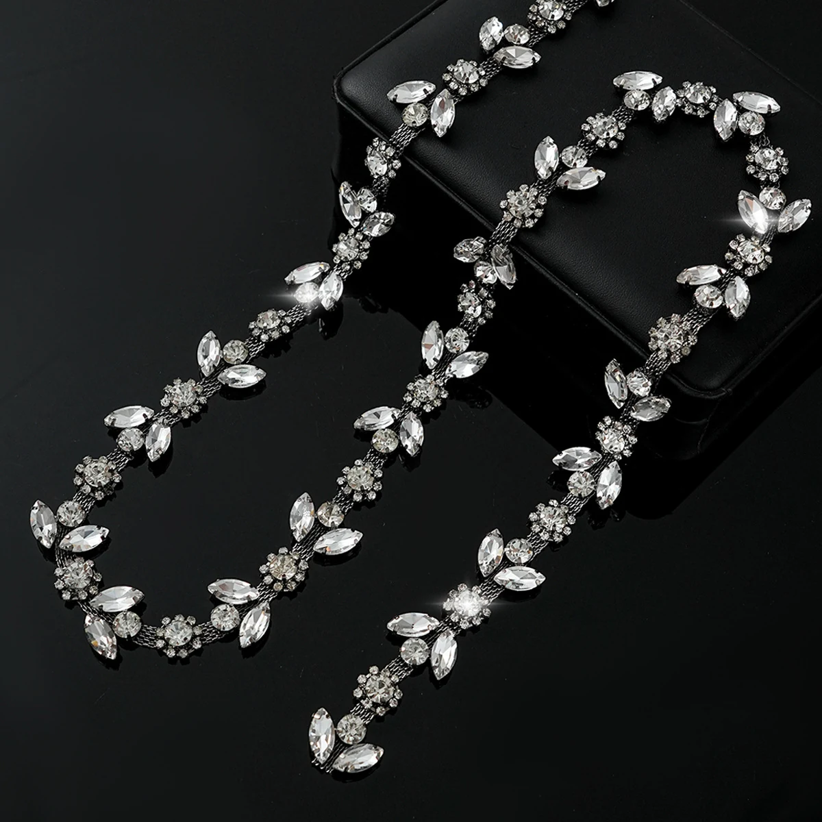 Sparse and Dense Colored Rhinestone Chain Trim, reference view 6
