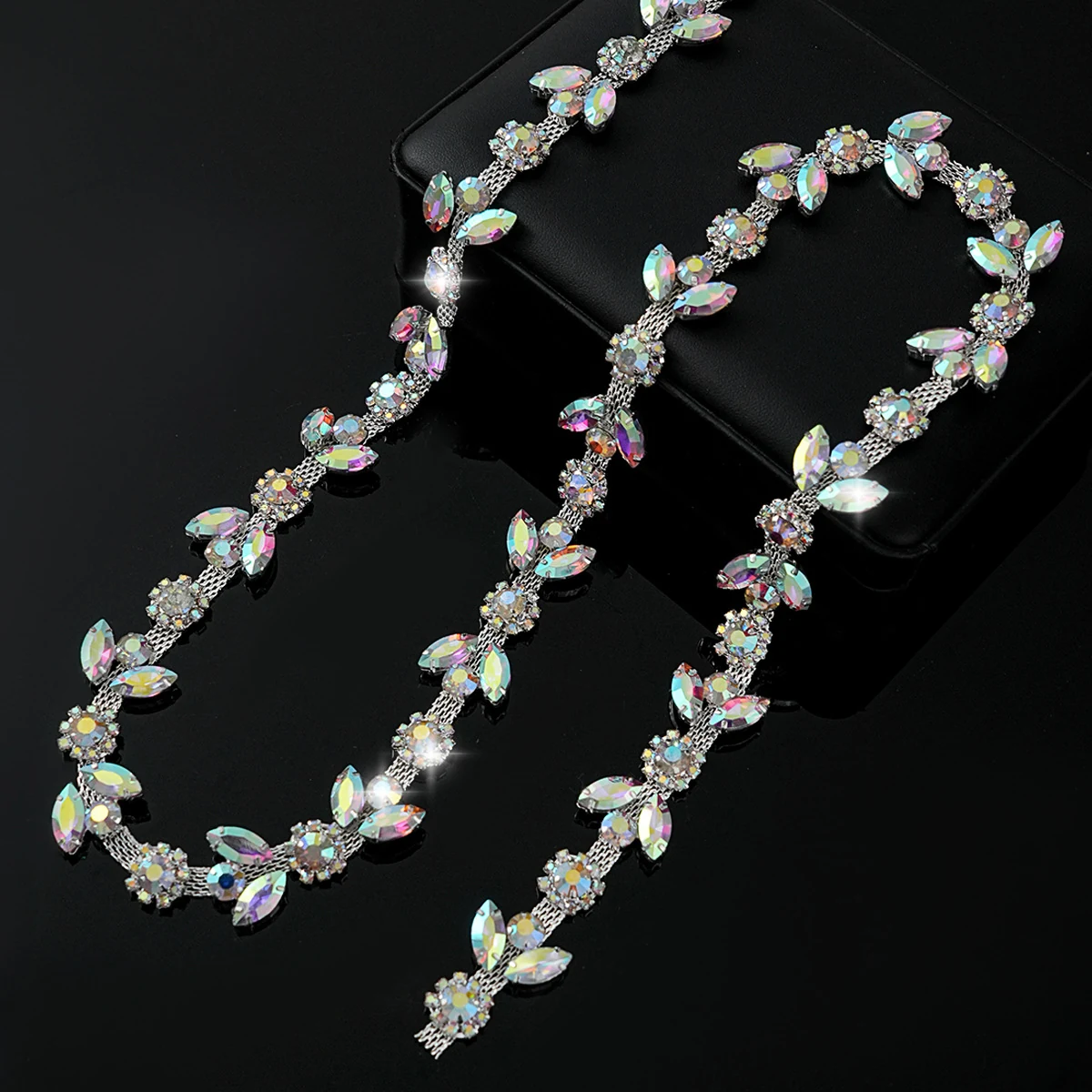 Sparse and Dense Colored Rhinestone Chain Trim, reference view 7