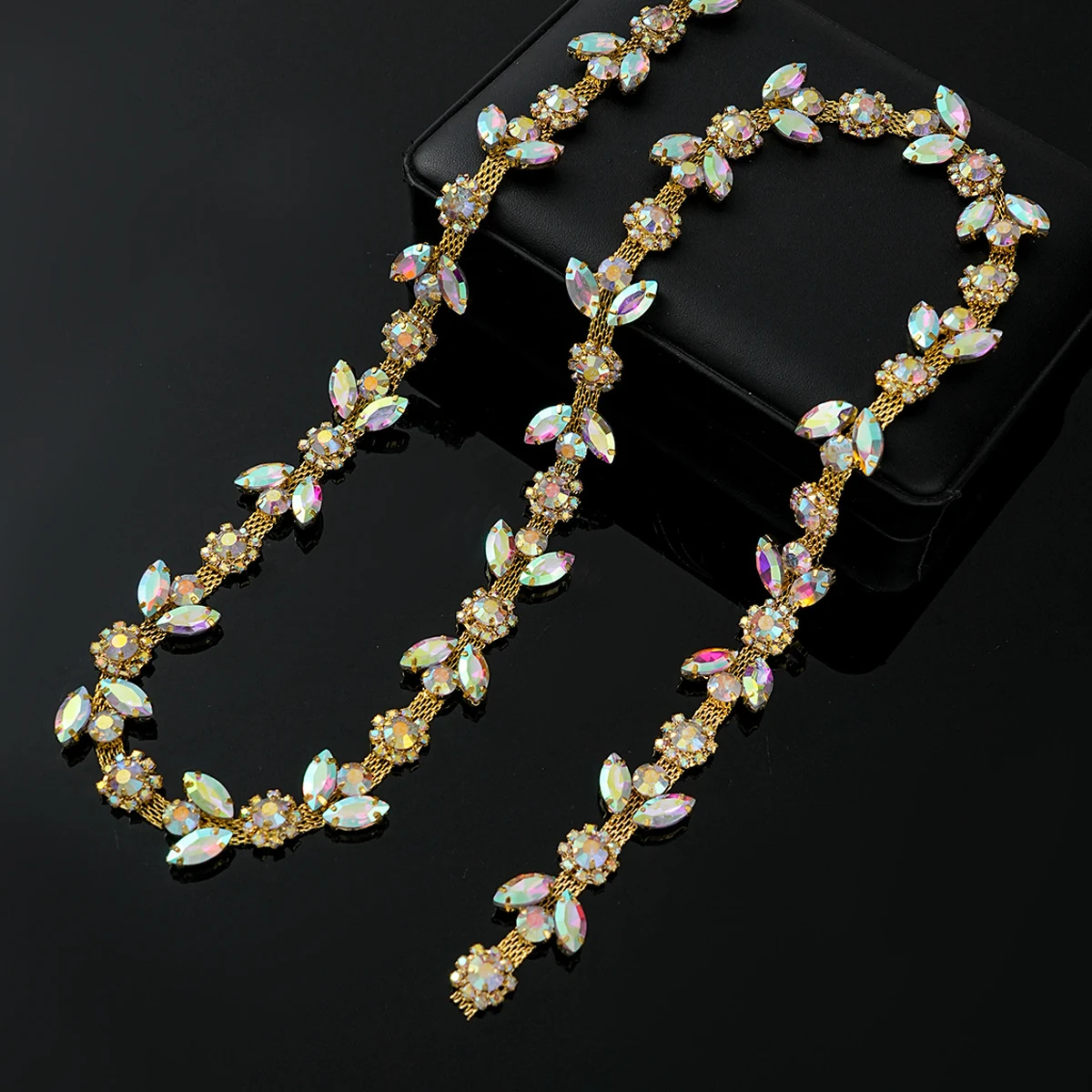 Sparse and Dense Colored Rhinestone Chain Trim, reference view 8