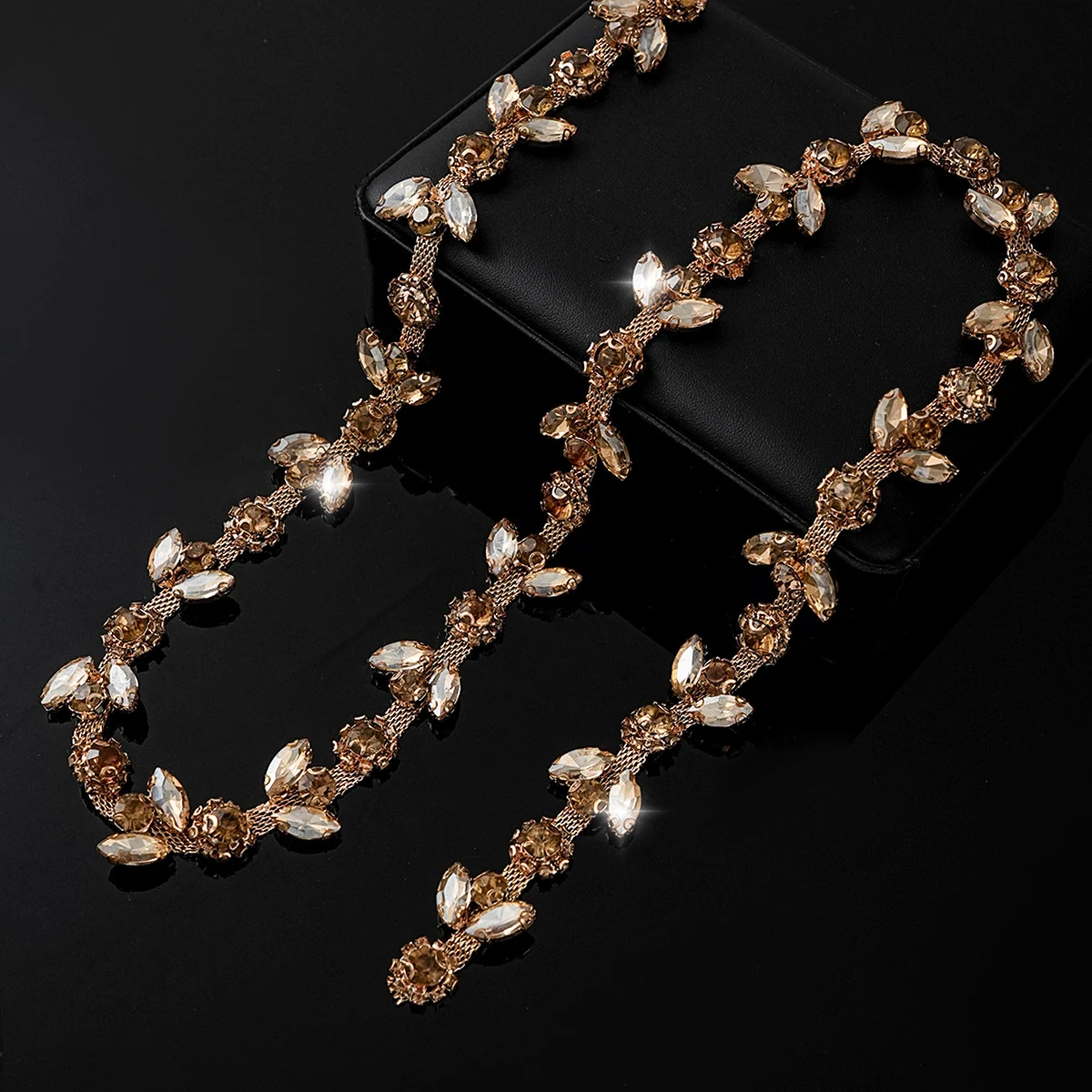 Sparse and Dense Colored Rhinestone Chain Trim, reference view 10