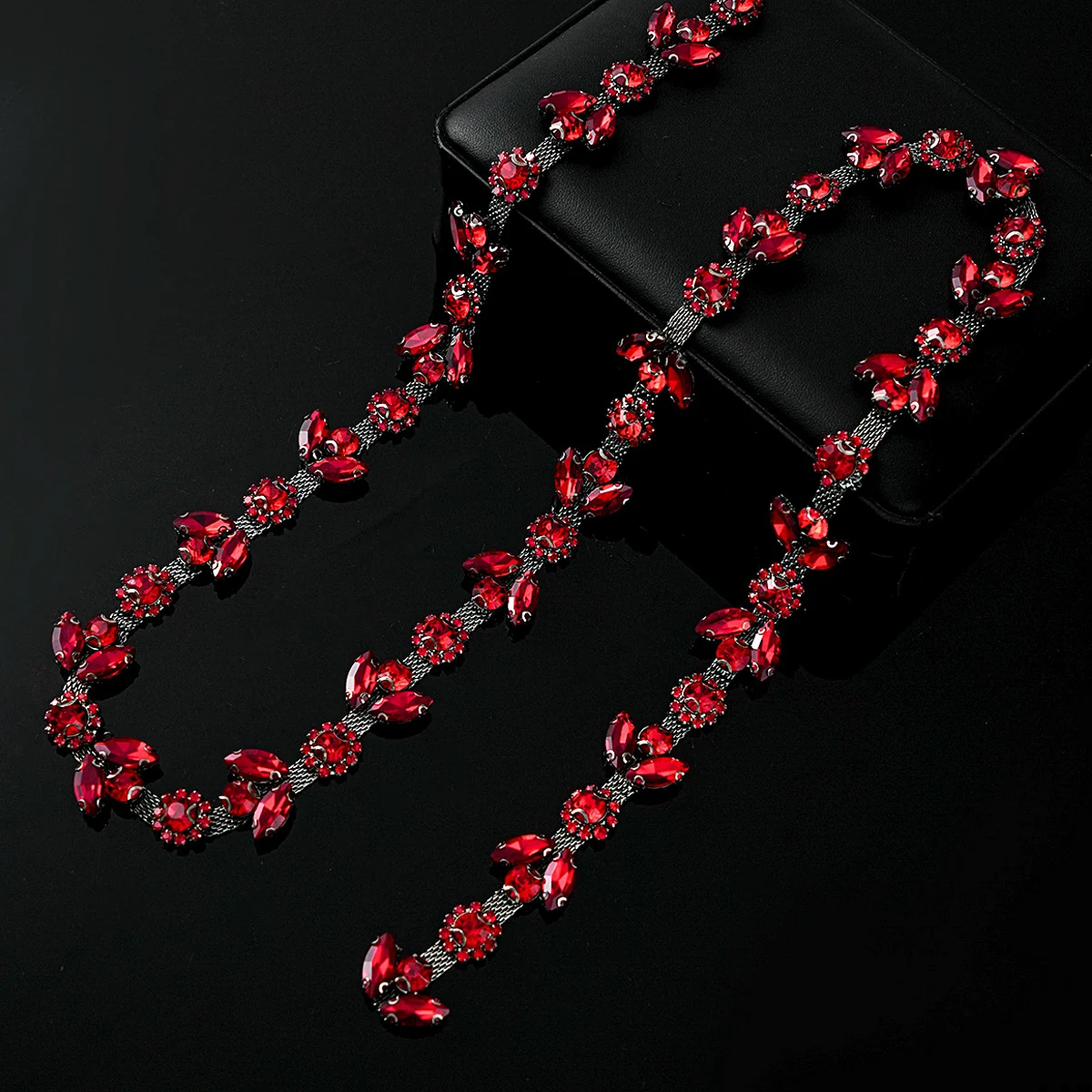 Sparse and Dense Colored Rhinestone Chain Trim, reference view 11