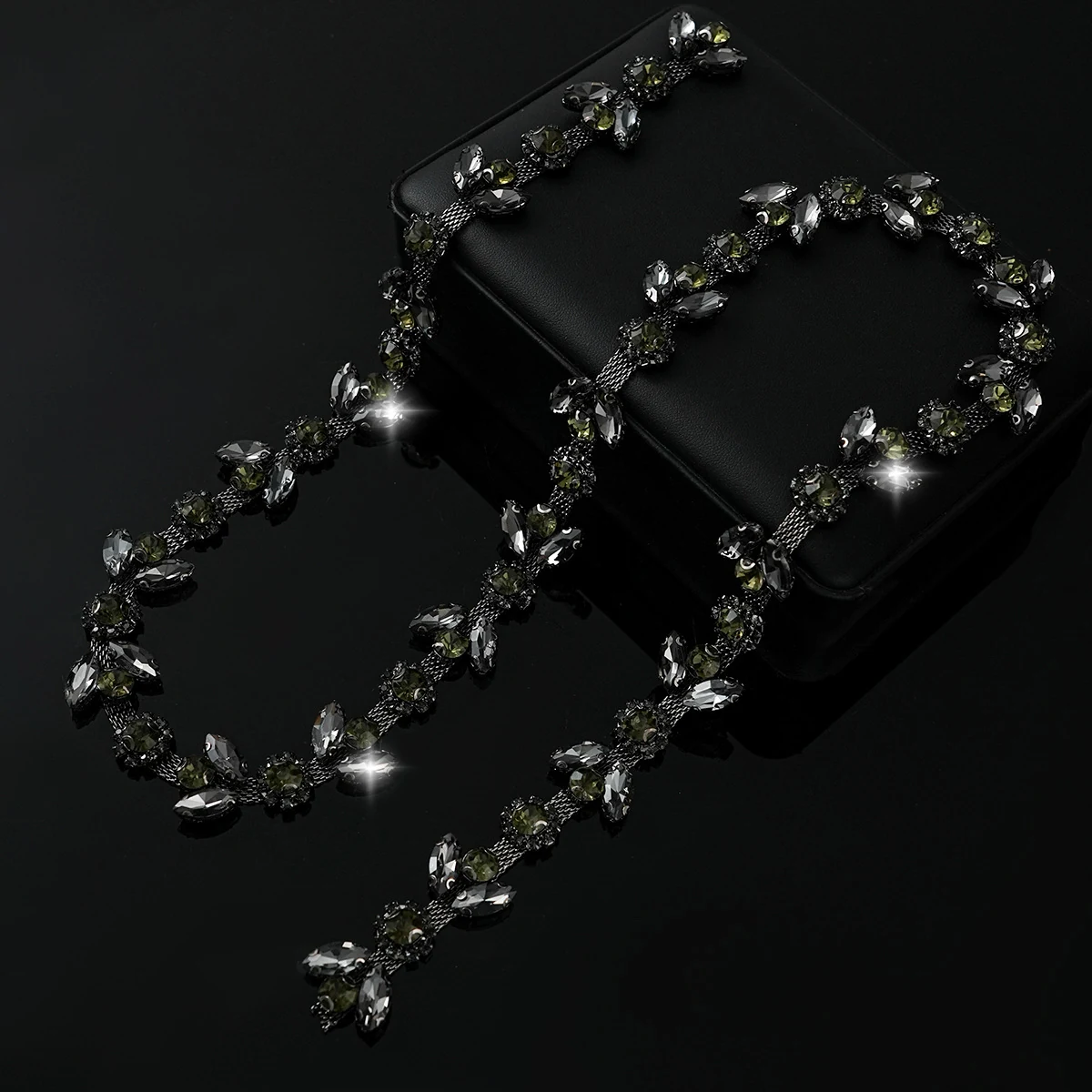 Sparse and Dense Colored Rhinestone Chain Trim, reference view 12