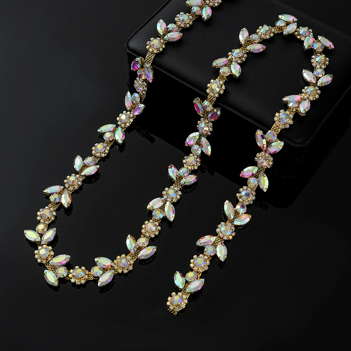 Sparse and Dense Colored Rhinestone Chain Trim, reference view 16