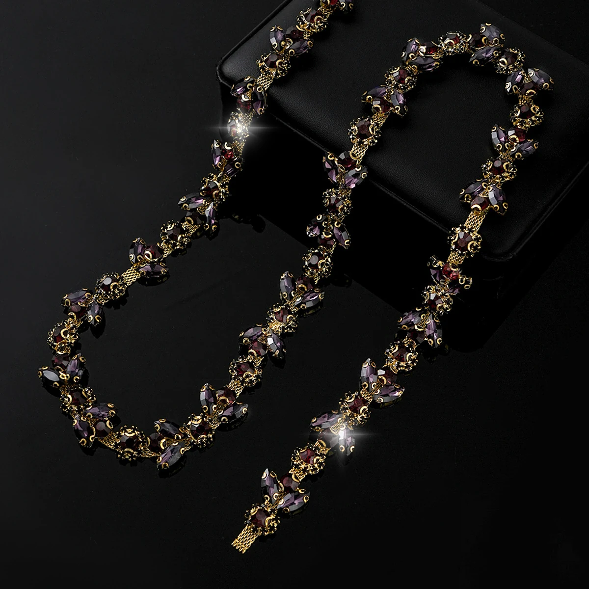 Sparse and Dense Colored Rhinestone Chain Trim, reference view 21