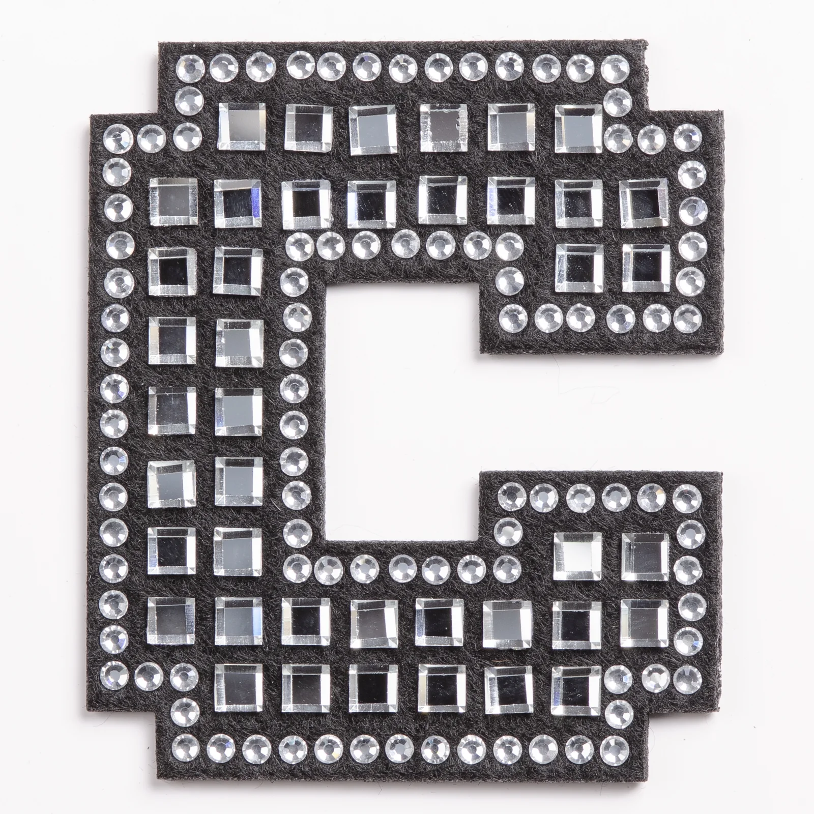 Black Grid-Set Square-Crystal Letter Patches, view 5