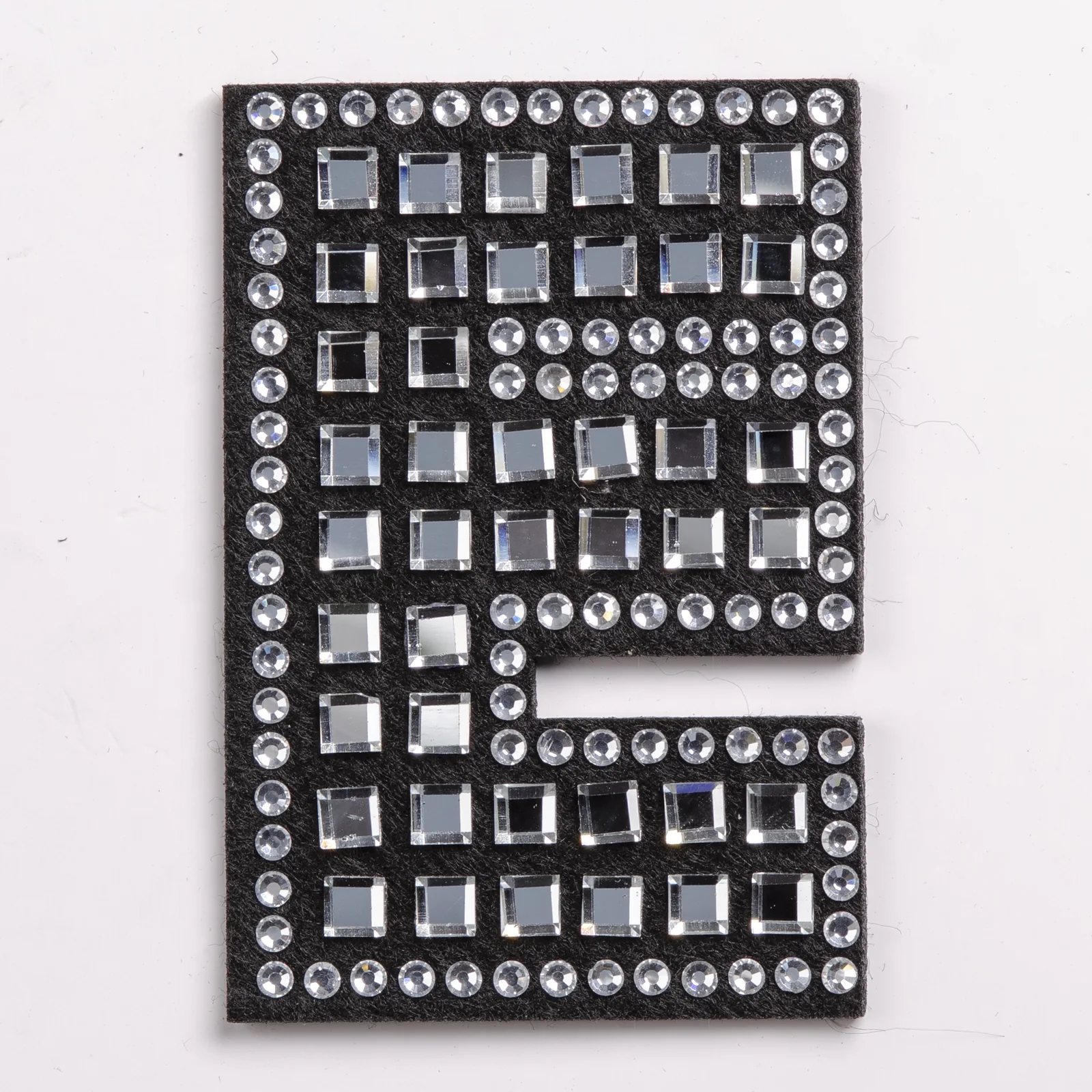 Black Grid-Set Square-Crystal Letter Patches, view 7