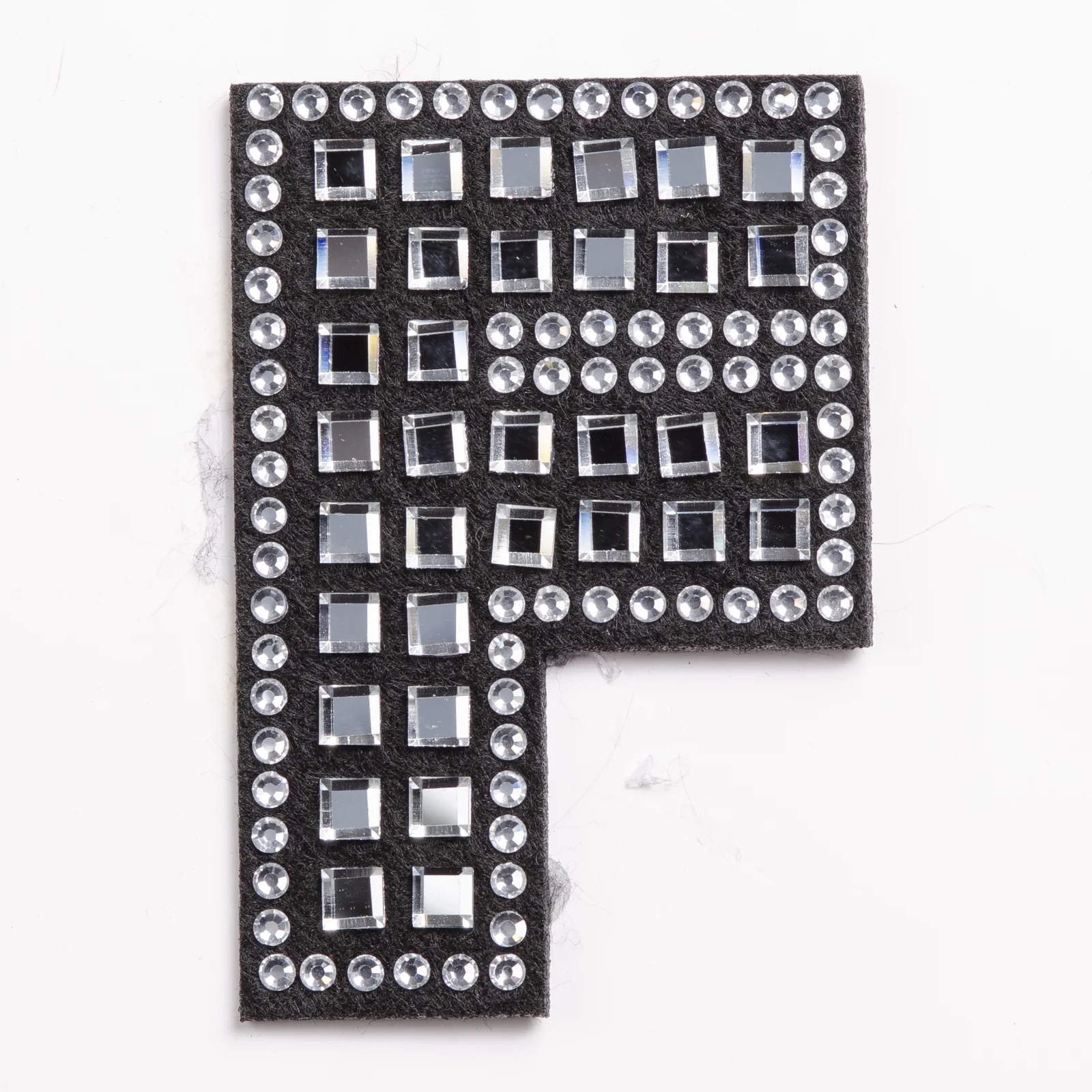 Black Grid-Set Square-Crystal Letter Patches, view 8