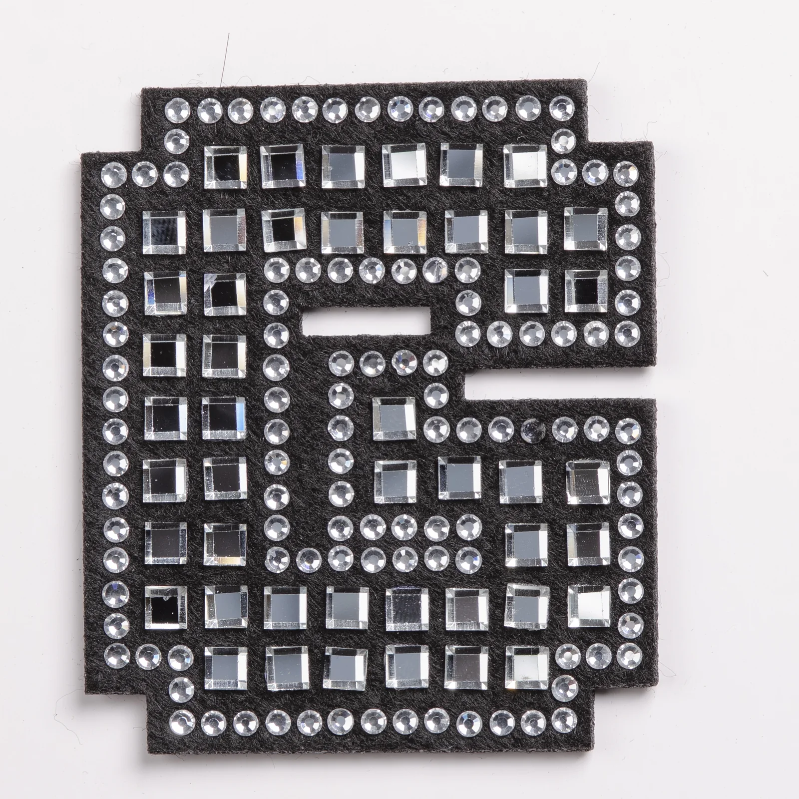 Black Grid-Set Square-Crystal Letter Patches, view 9