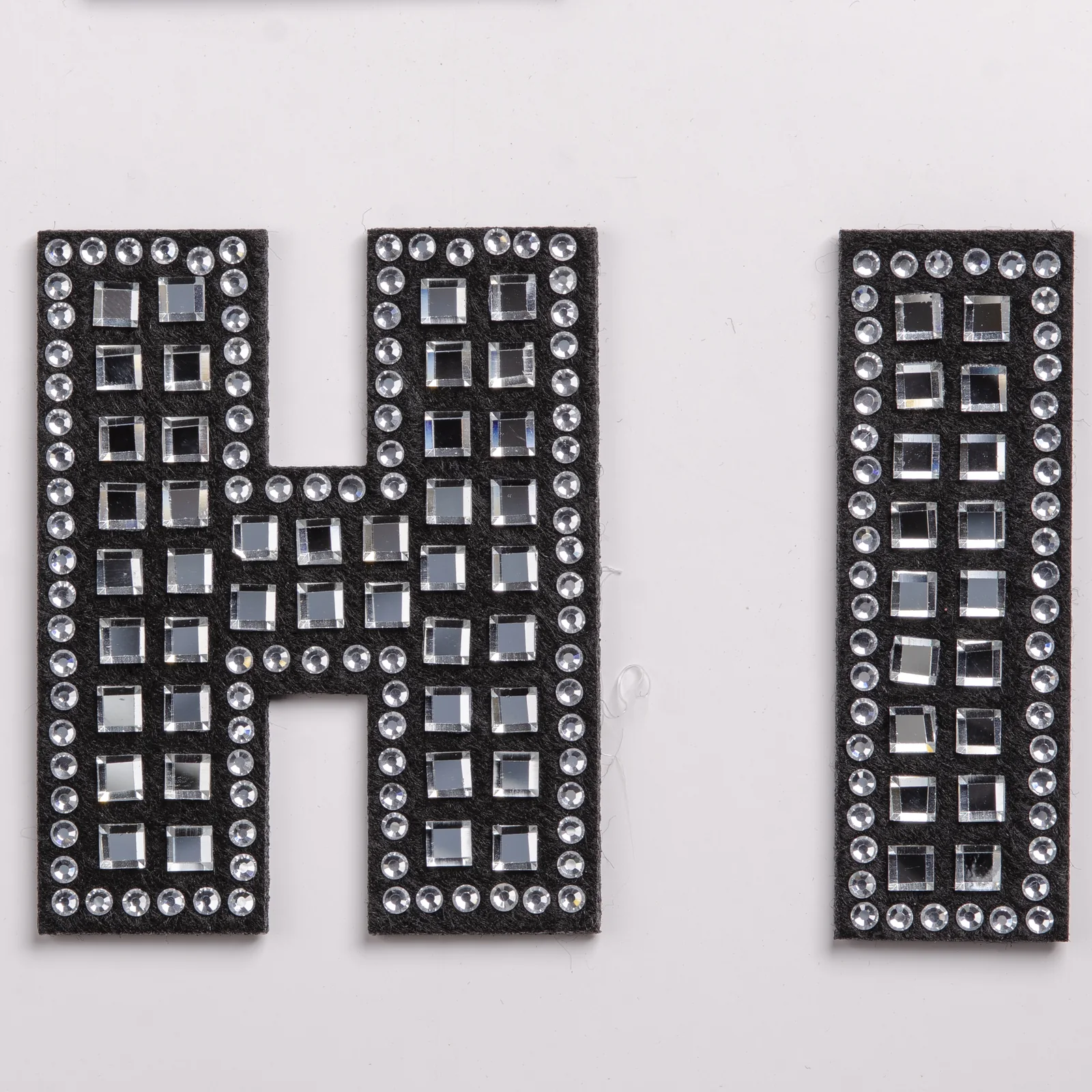 Black Grid-Set Square-Crystal Letter Patches, view 10