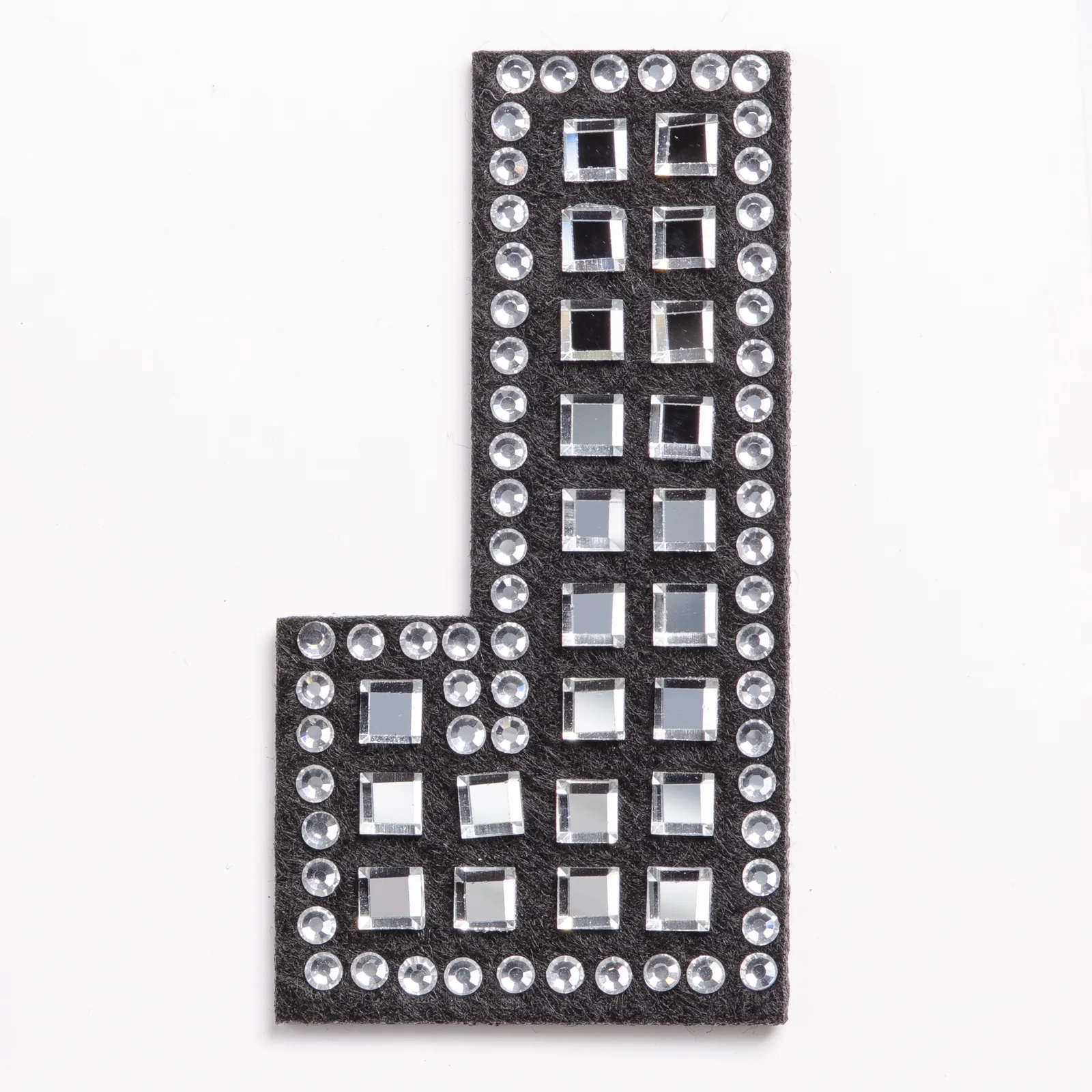 Black Grid-Set Square-Crystal Letter Patches, view 11