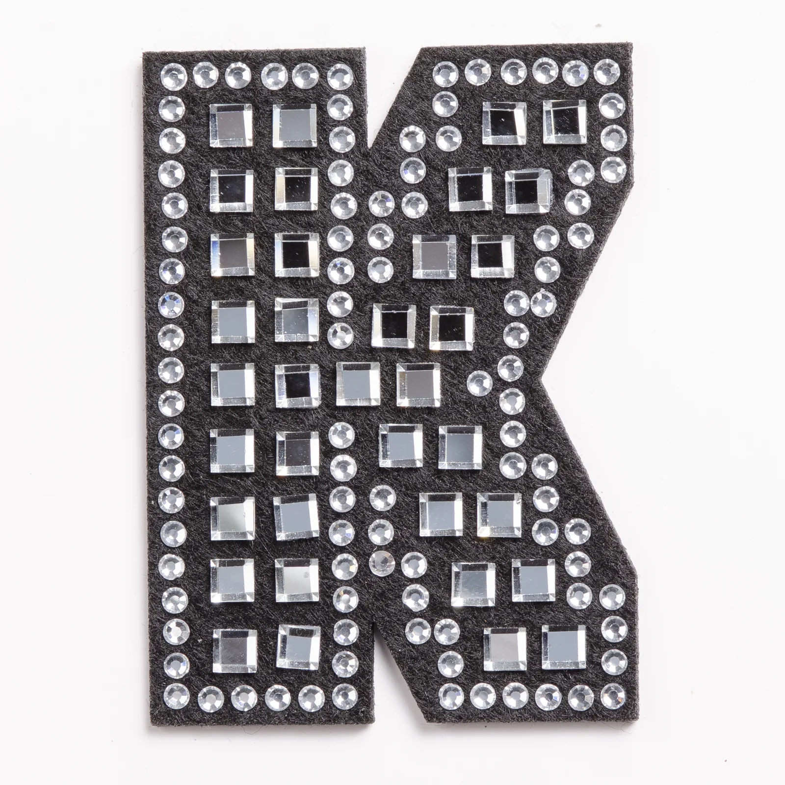 Black Grid-Set Square-Crystal Letter Patches, view 12