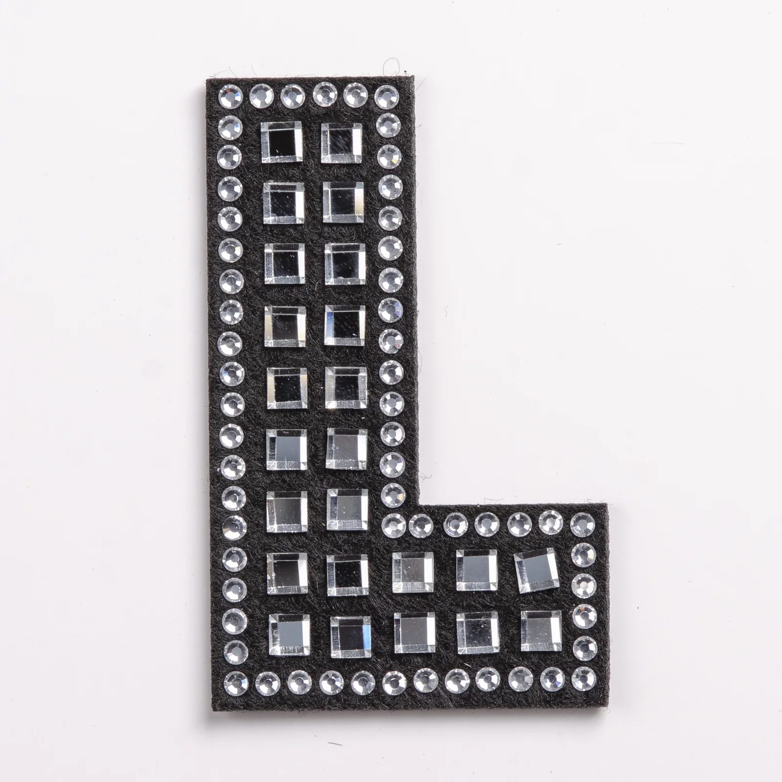 Black Grid-Set Square-Crystal Letter Patches, view 13
