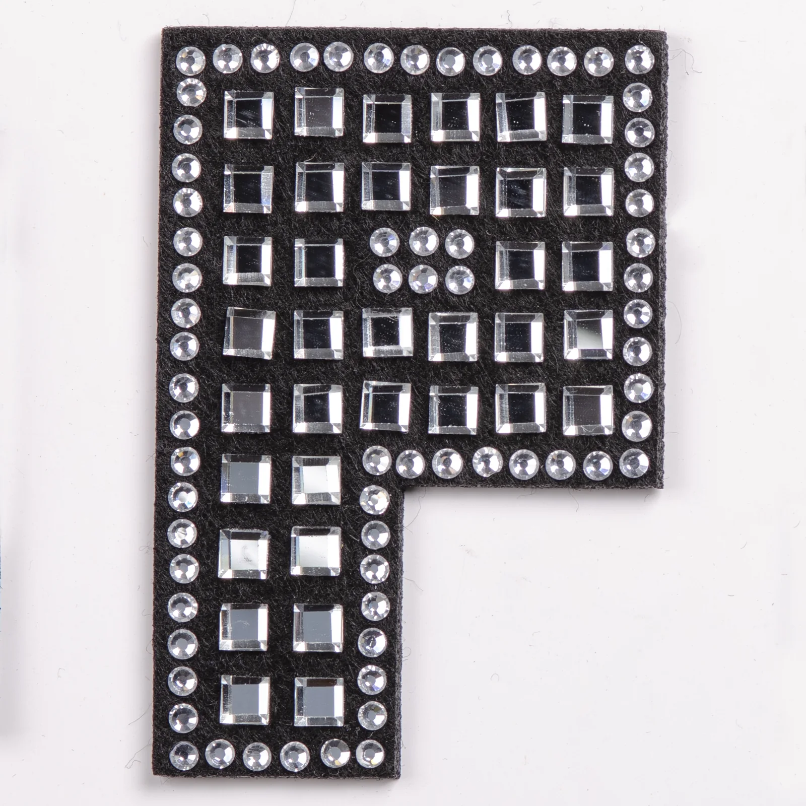 Black Grid-Set Square-Crystal Letter Patches, view 17