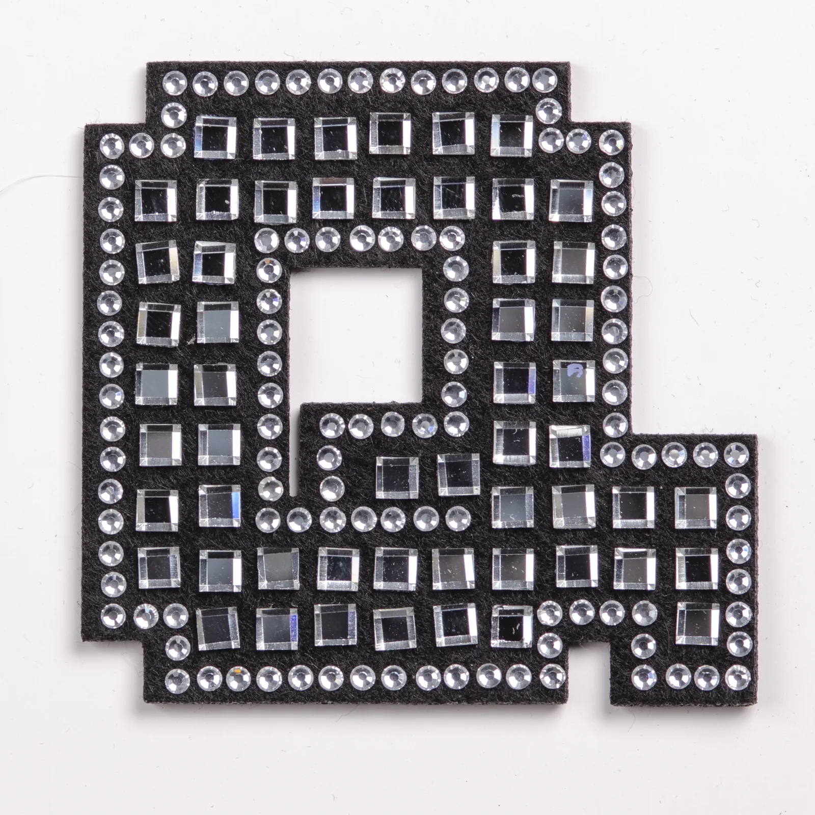 Black Grid-Set Square-Crystal Letter Patches, view 18