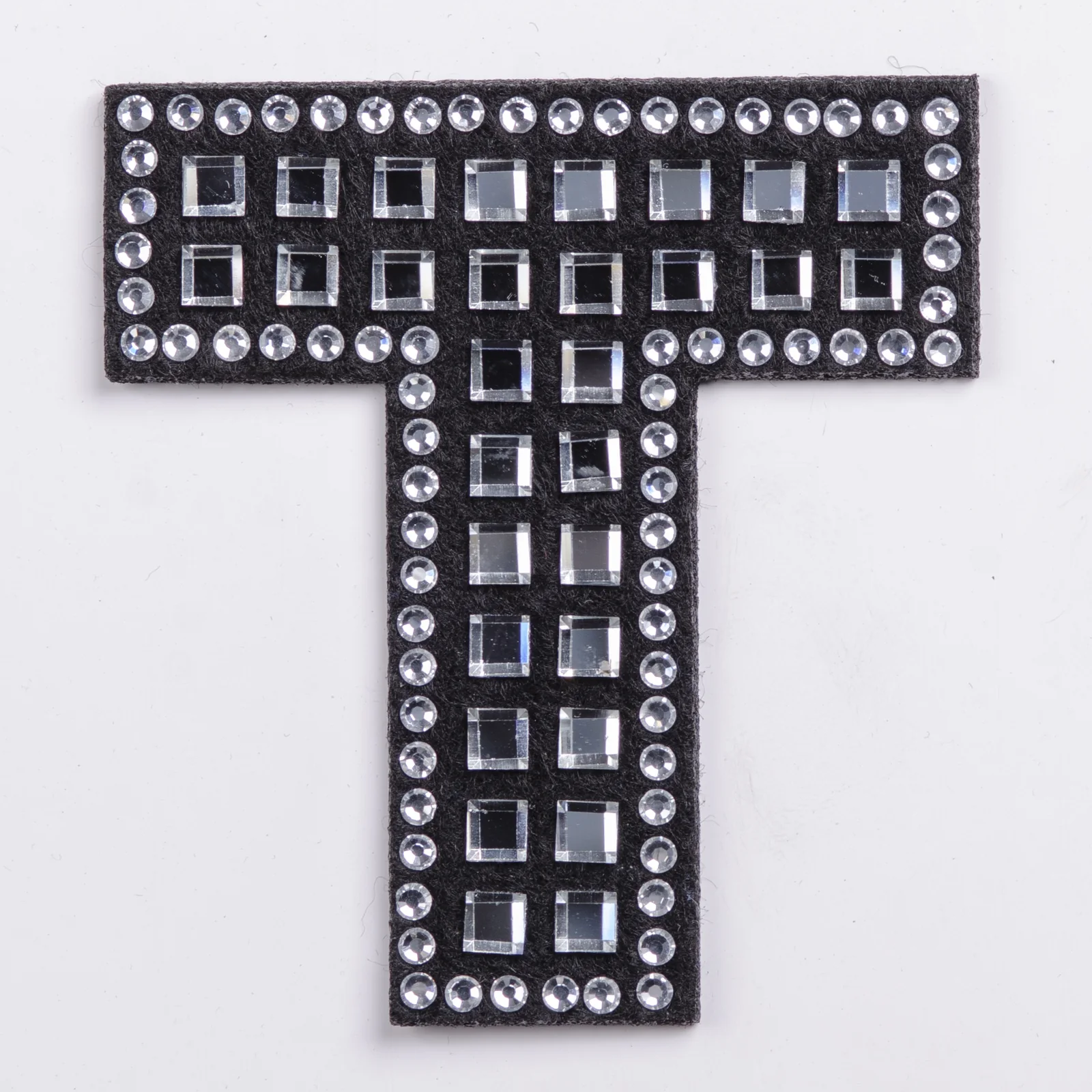 Black Grid-Set Square-Crystal Letter Patches, view 21