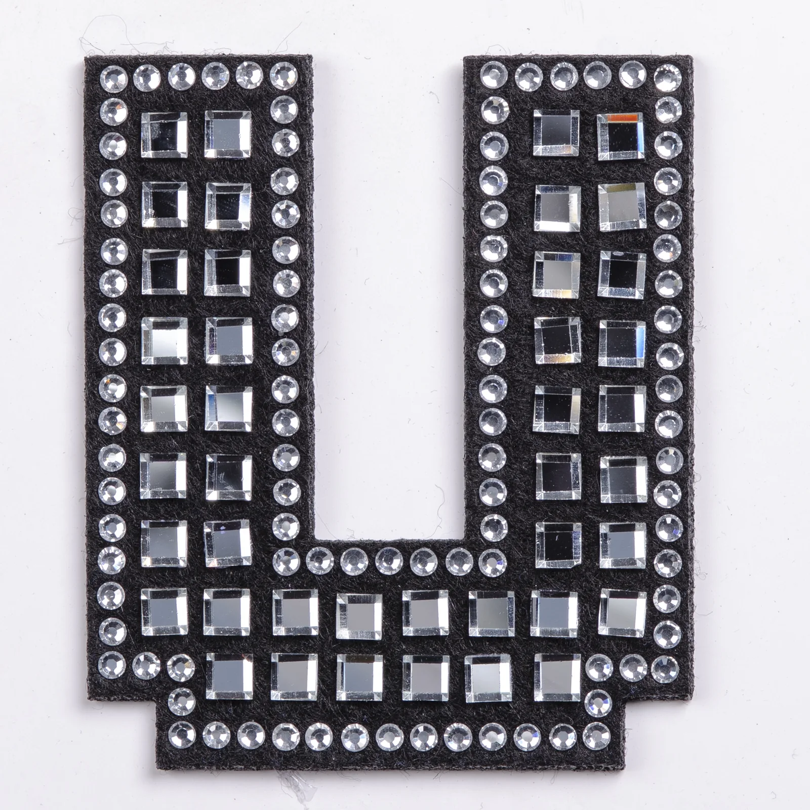 Black Grid-Set Square-Crystal Letter Patches, view 22