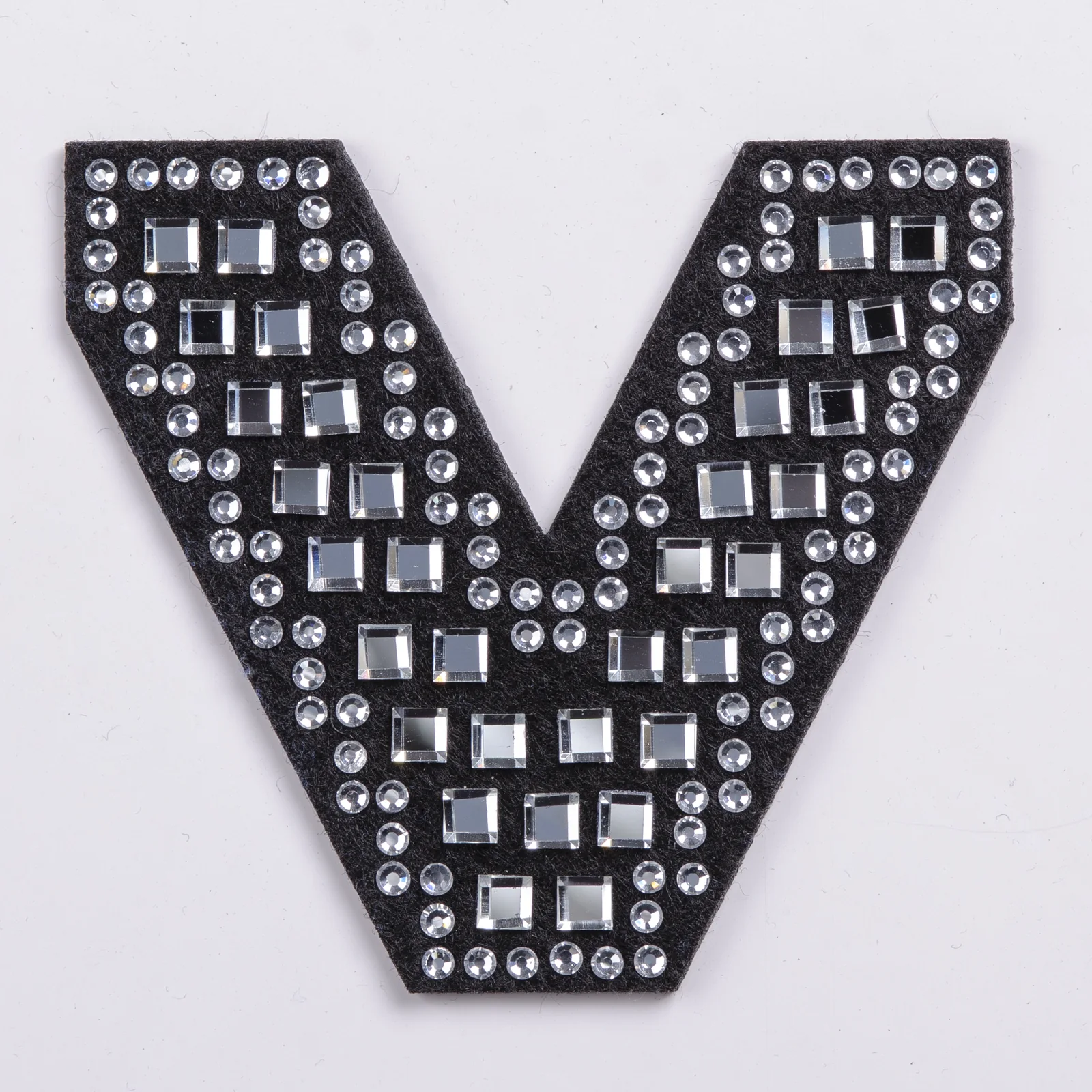Black Grid-Set Square-Crystal Letter Patches, view 23