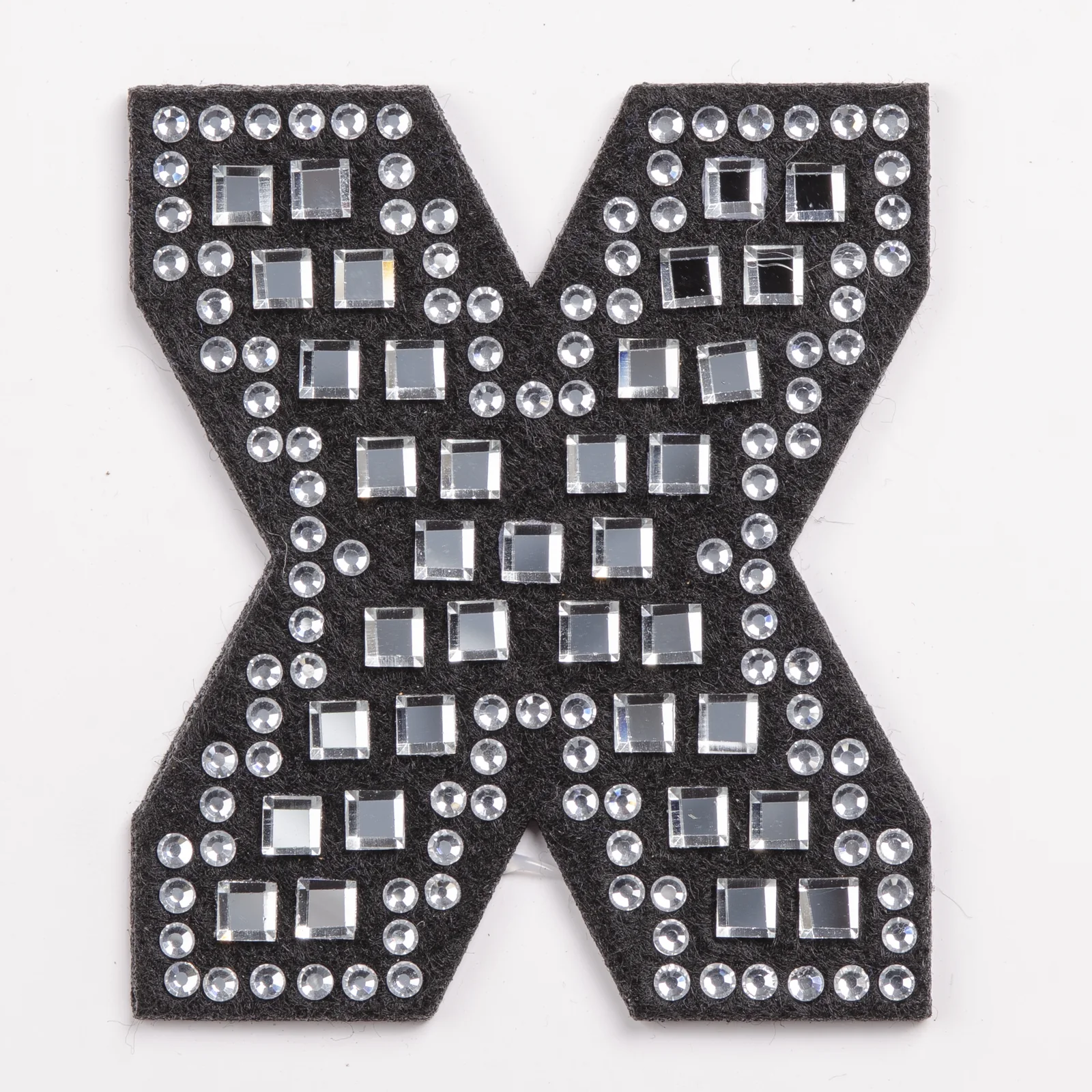 Black Grid-Set Square-Crystal Letter Patches, view 25
