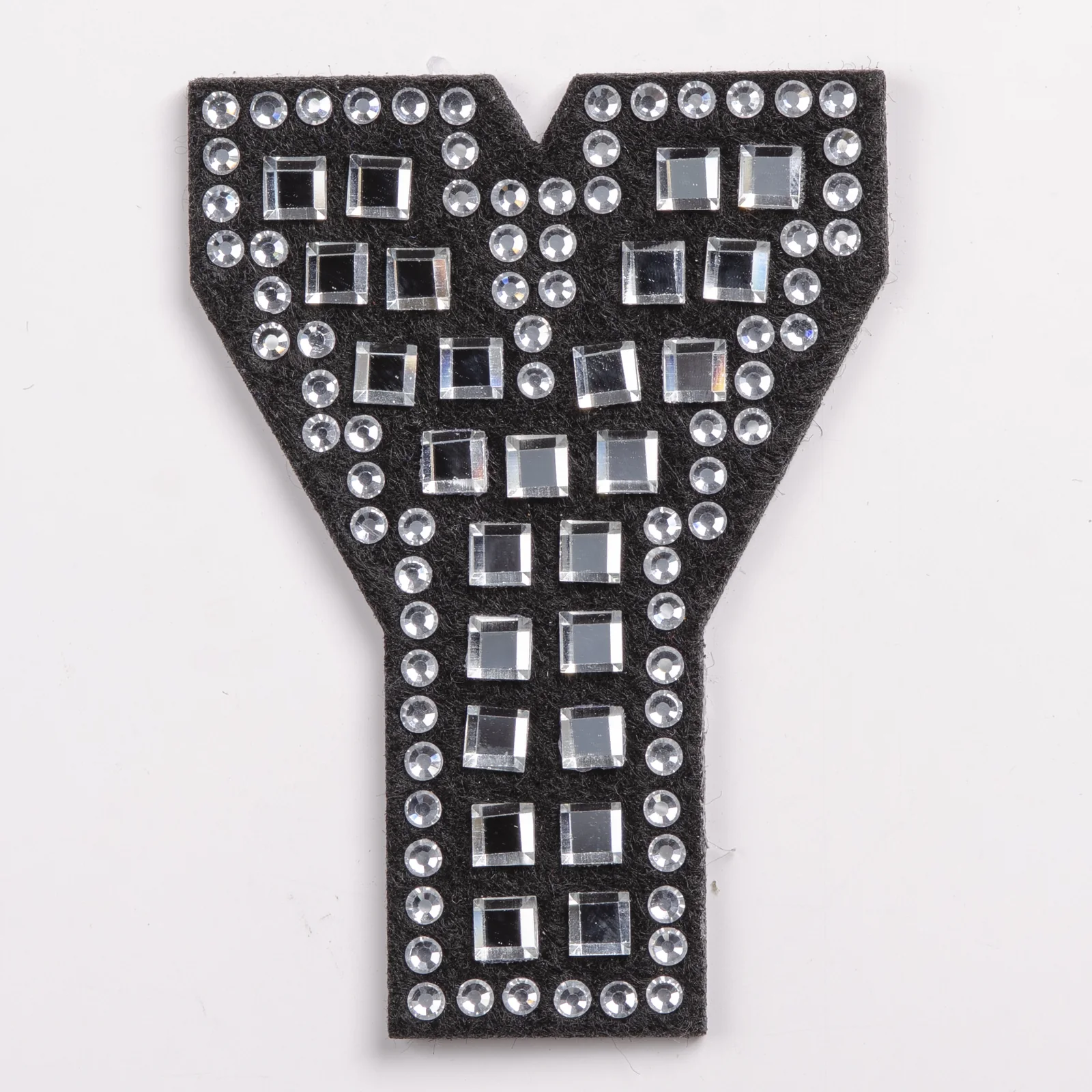 Black Grid-Set Square-Crystal Letter Patches, view 26