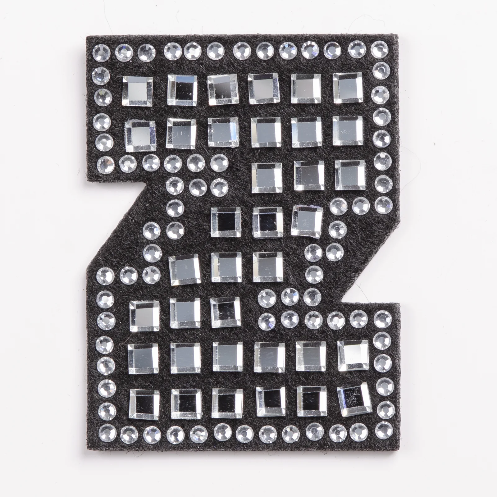 Black Grid-Set Square-Crystal Letter Patches, view 27