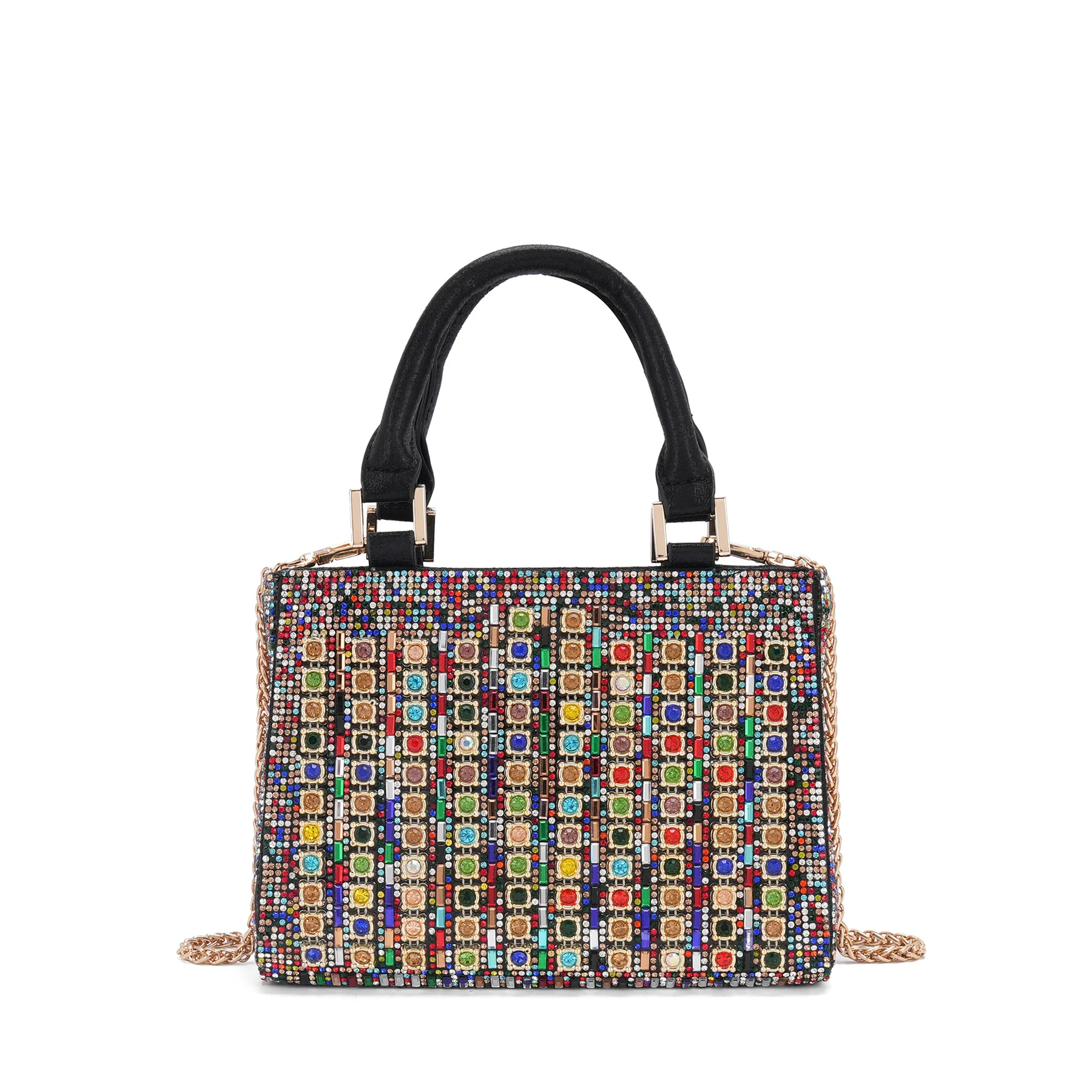 Structured Rhinestone Top-Handle Evening Bag, reference view 4