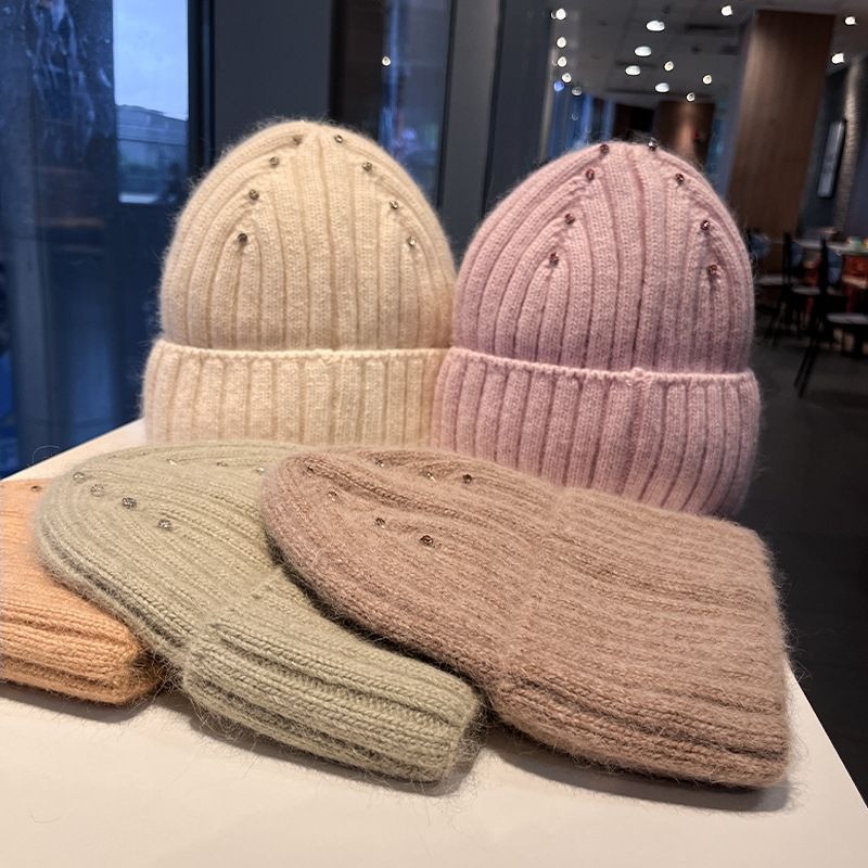 Striped Rhinestone Knit Beanie, view 3