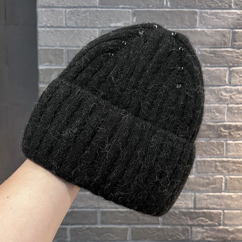 Striped Rhinestone Knit Beanie, view 8