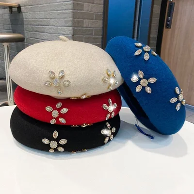 Crystal Blossom Wool-Blend Beret, product photo 1