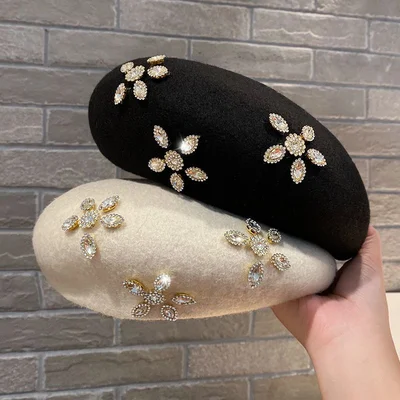 Crystal Blossom Wool-Blend Beret, product photo 3
