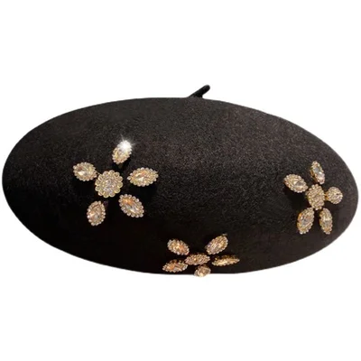 Crystal Blossom Wool-Blend Beret, product photo 4